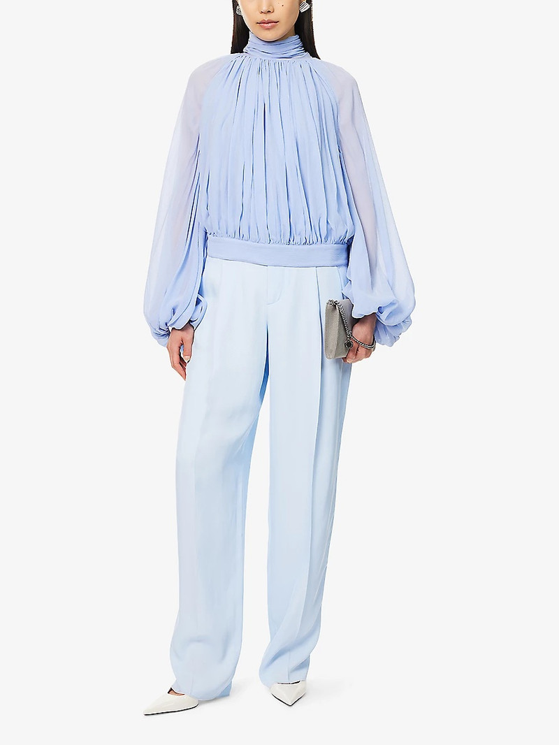 Stella McCartney Draped High-Neck Silk-Chiffon Top outlook