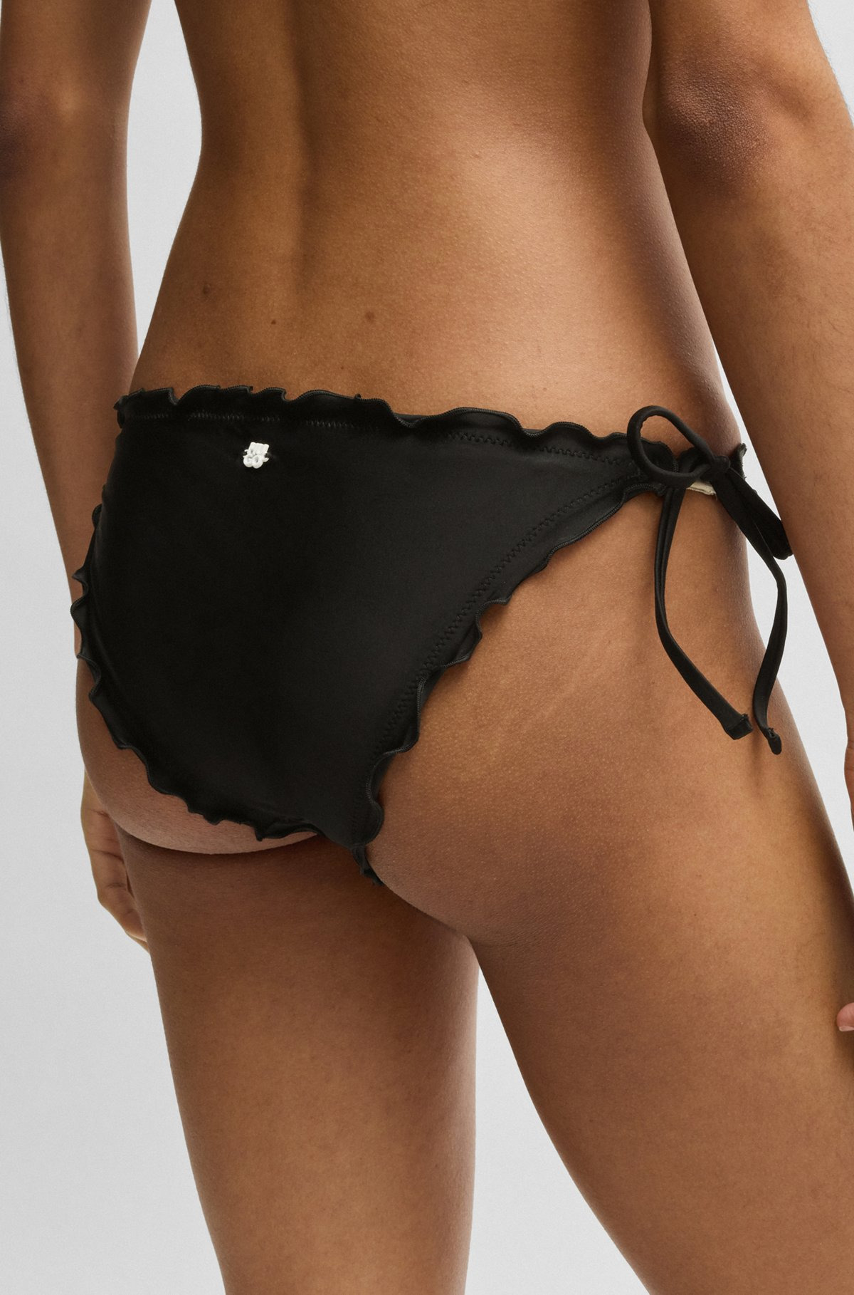 TIE-SIDE BIKINI BOTTOMS WITH RUFFLED TRIM - 4