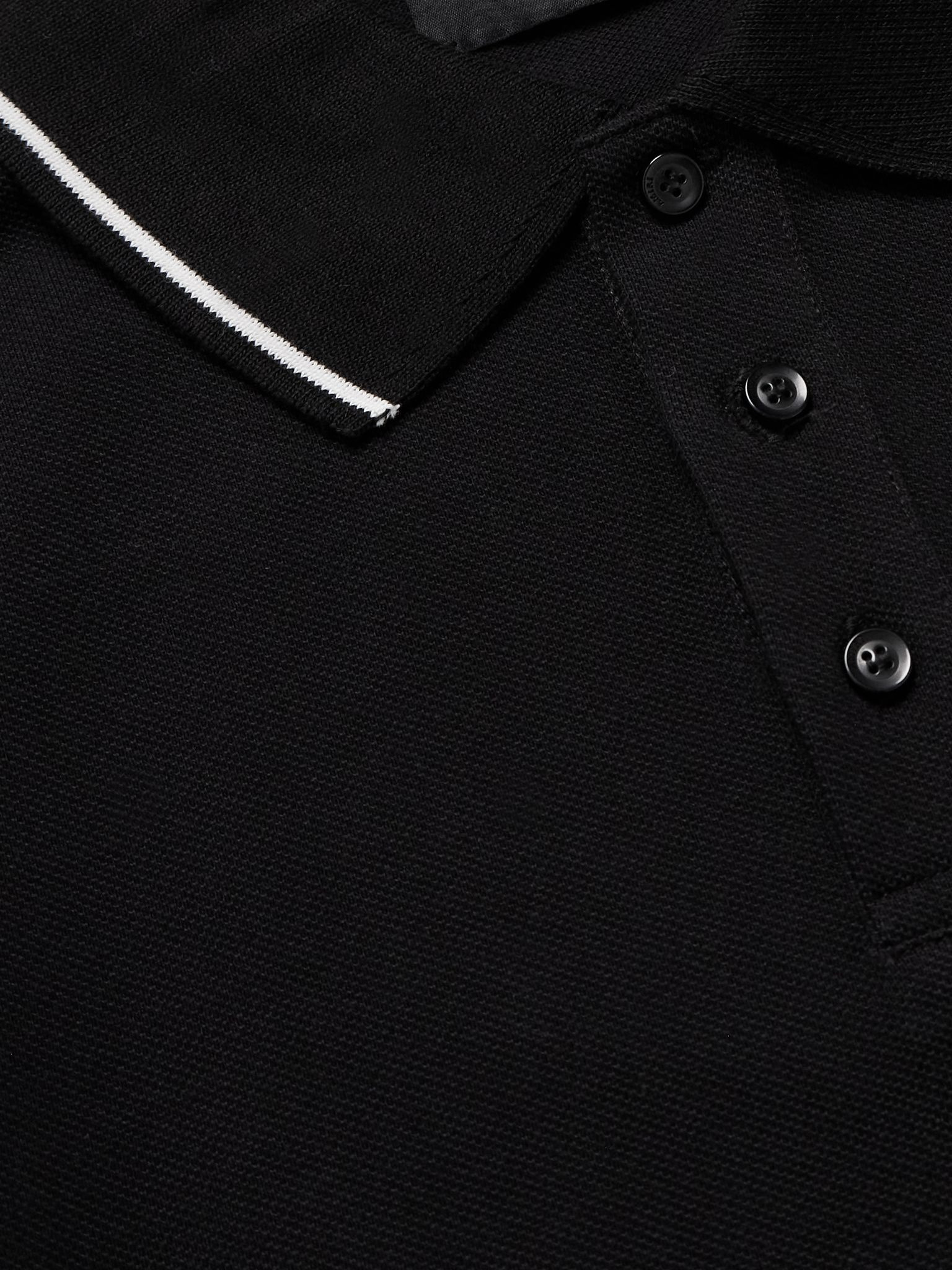 Logo-Embroidered Cotton-Piqué Polo Shirt Black - 4