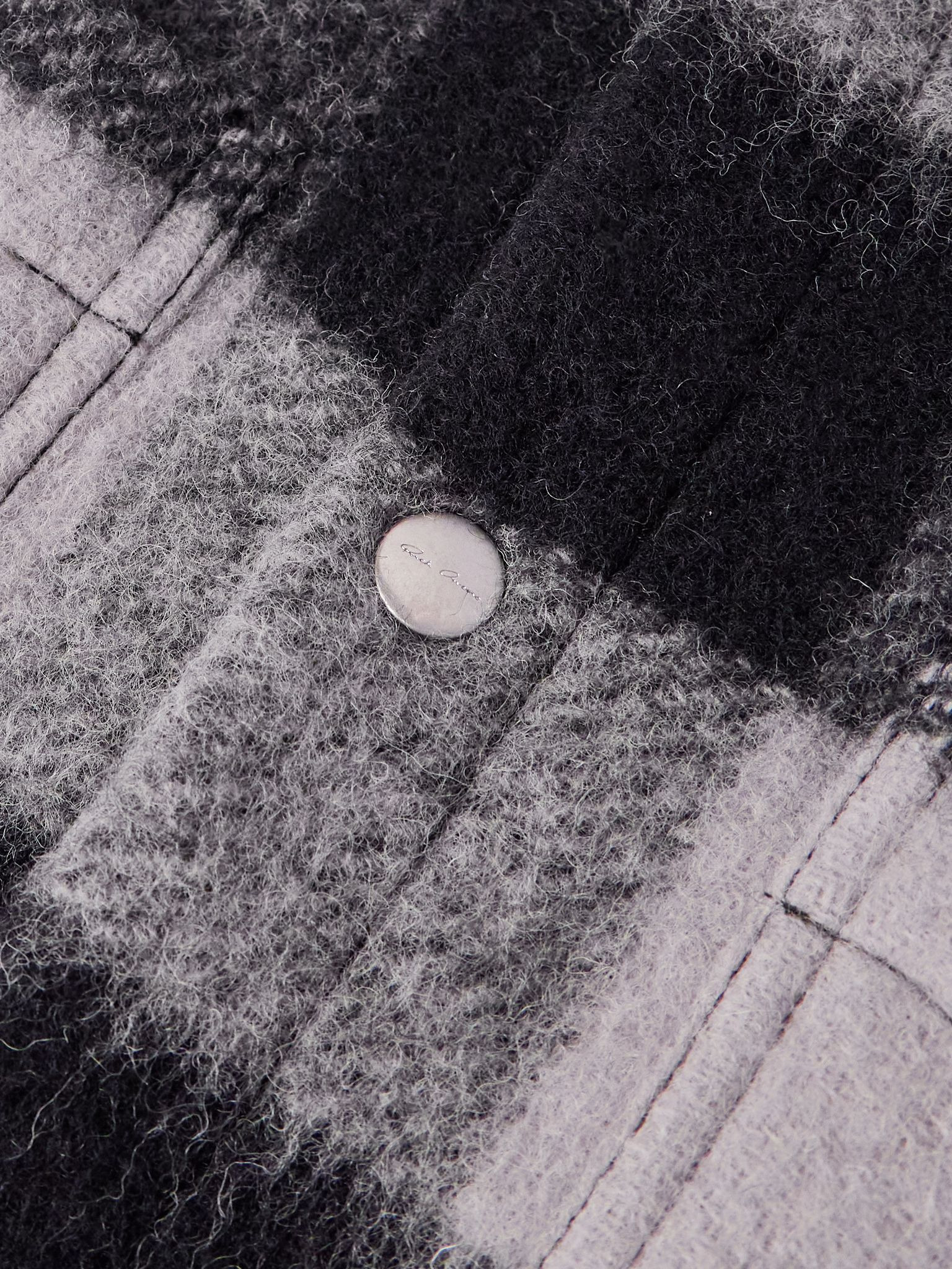 Checked Brushed-Wool Overshirt Black - 5