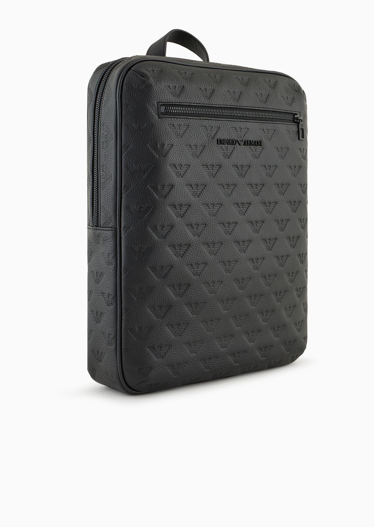 Slim leather backpack with all-over embossed eagle - 2
