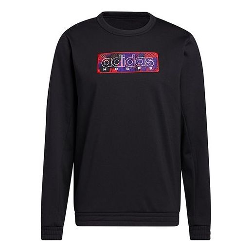 adidas Mic Gfx Crew New Year's Edition Basketball Sports Fleece Lined Round Neck Pullover Black GQ28 - 1