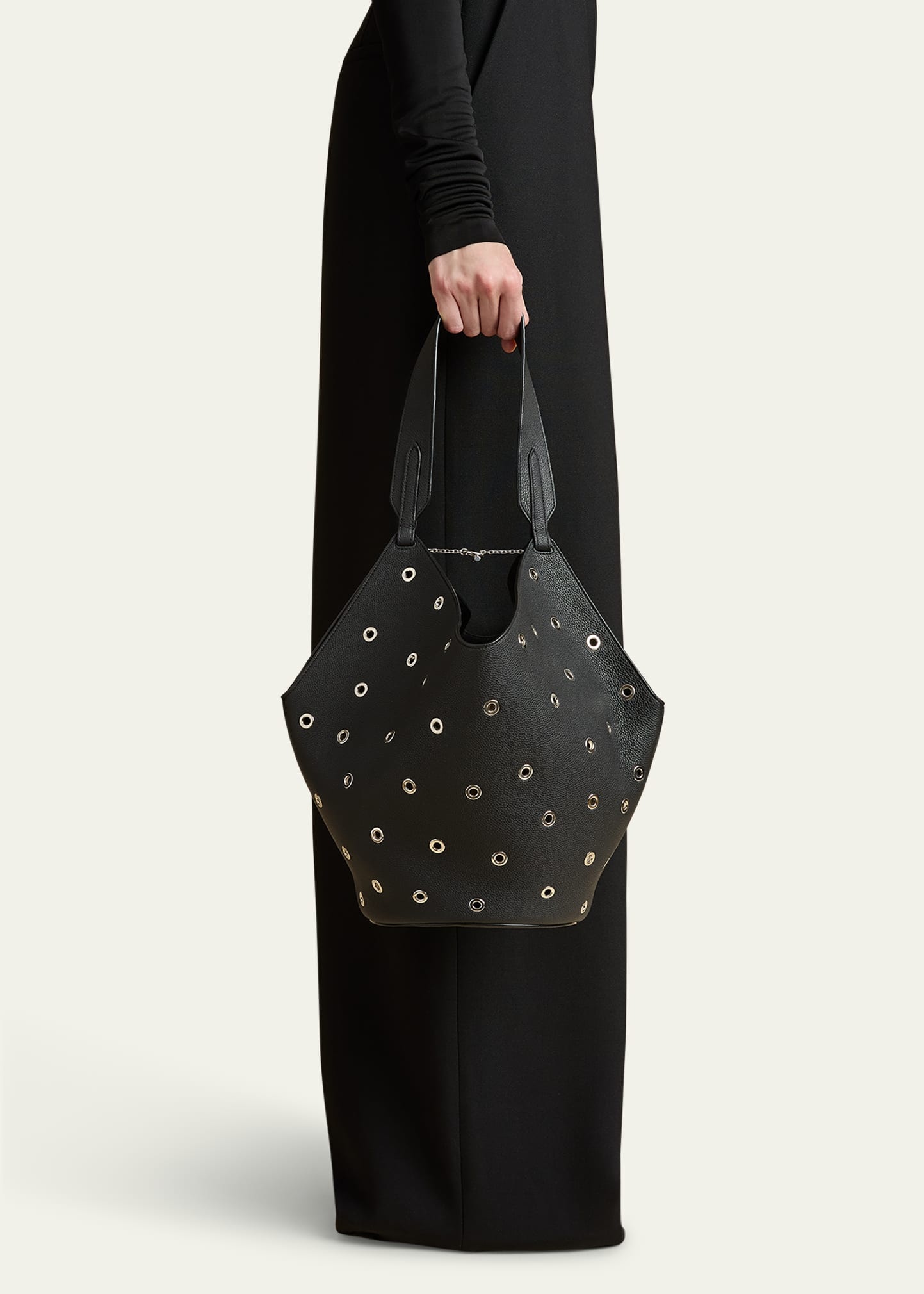 Lotus Small Grommet Calfskin Tote Bag - 2
