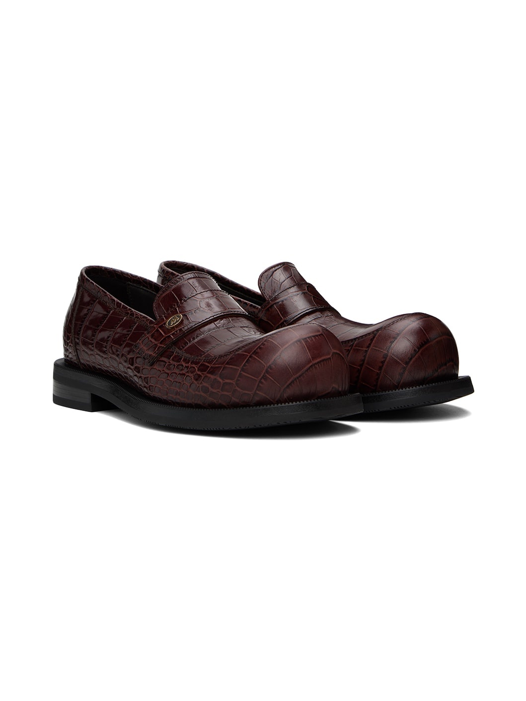 Brown Bulb Toe Loafers - 4