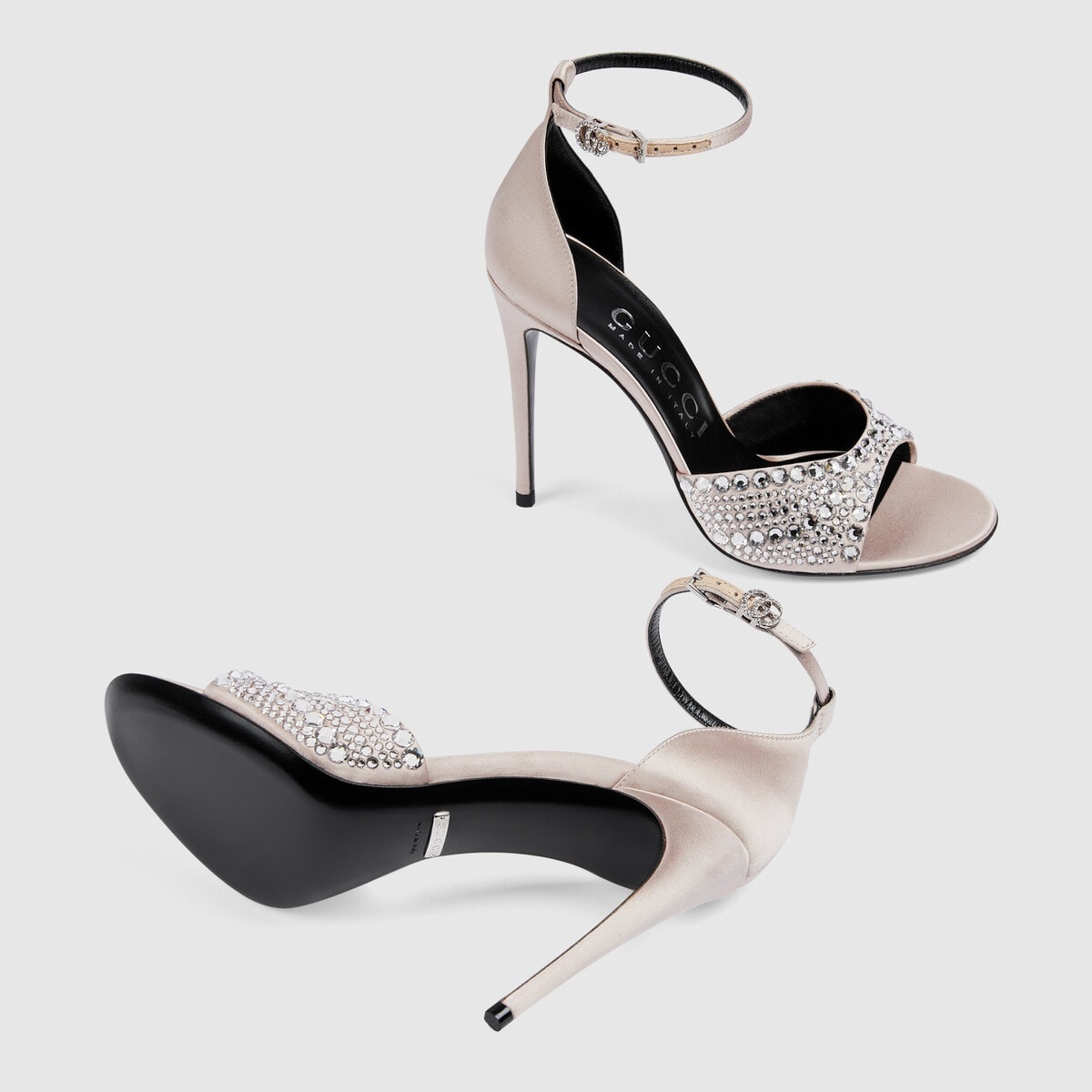 Women's high heel sandals with crystals - 6