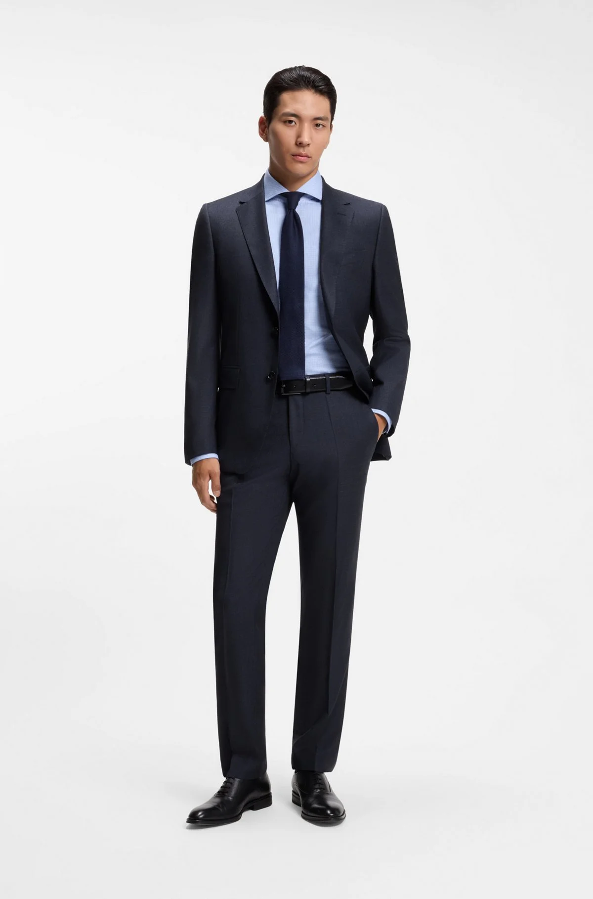 TWO-PIECE SLIM-FIT SUIT IN PATTERNED STRETCH WOOL - 1