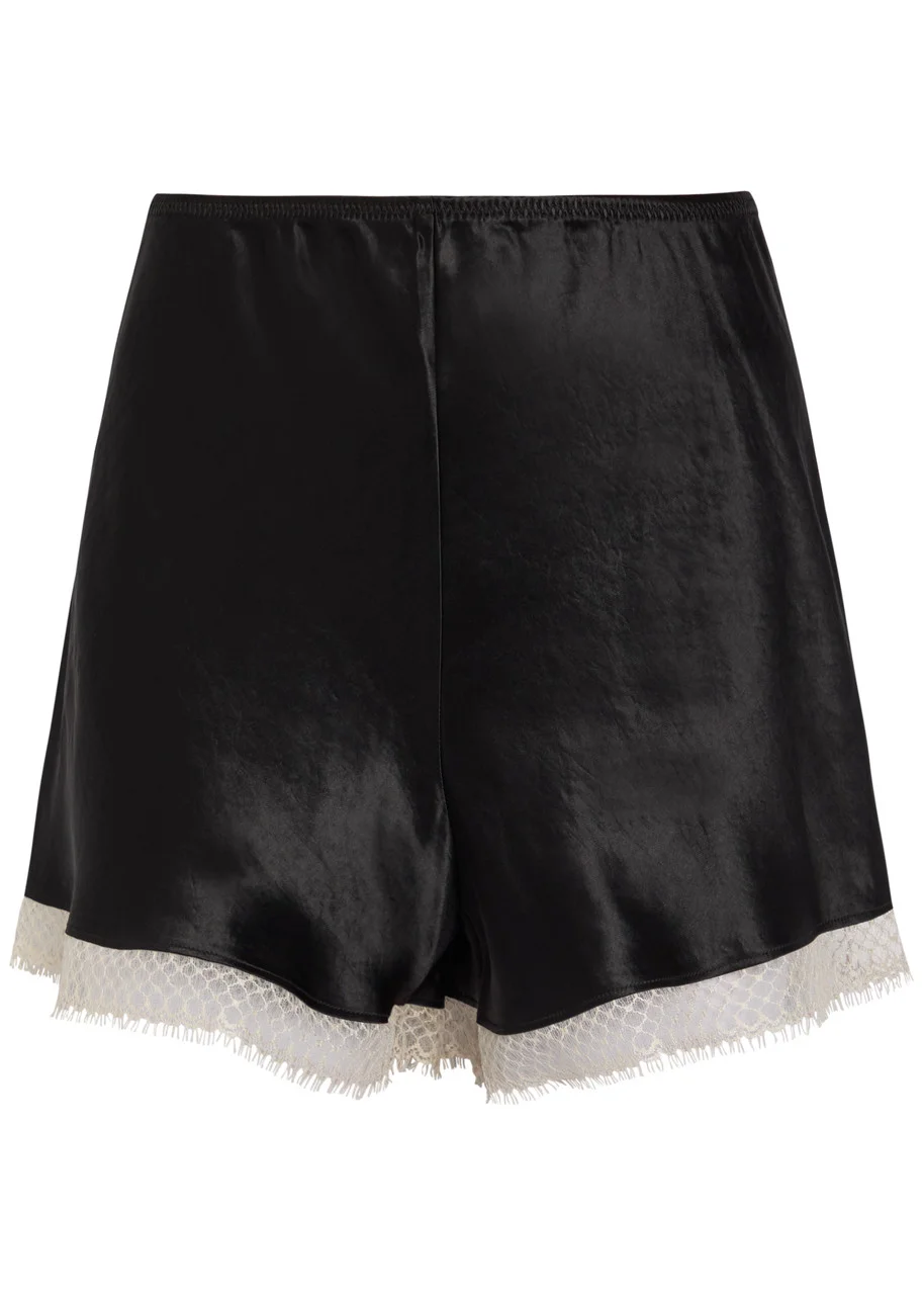 Maria Mcmanus Lace-trim Satin Shorts - 1