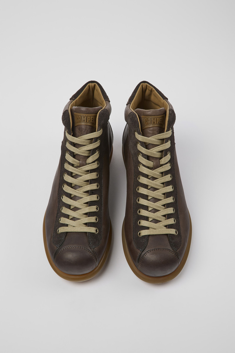Multicolor Leather and Nubuck Ankle Boots for Men. 4