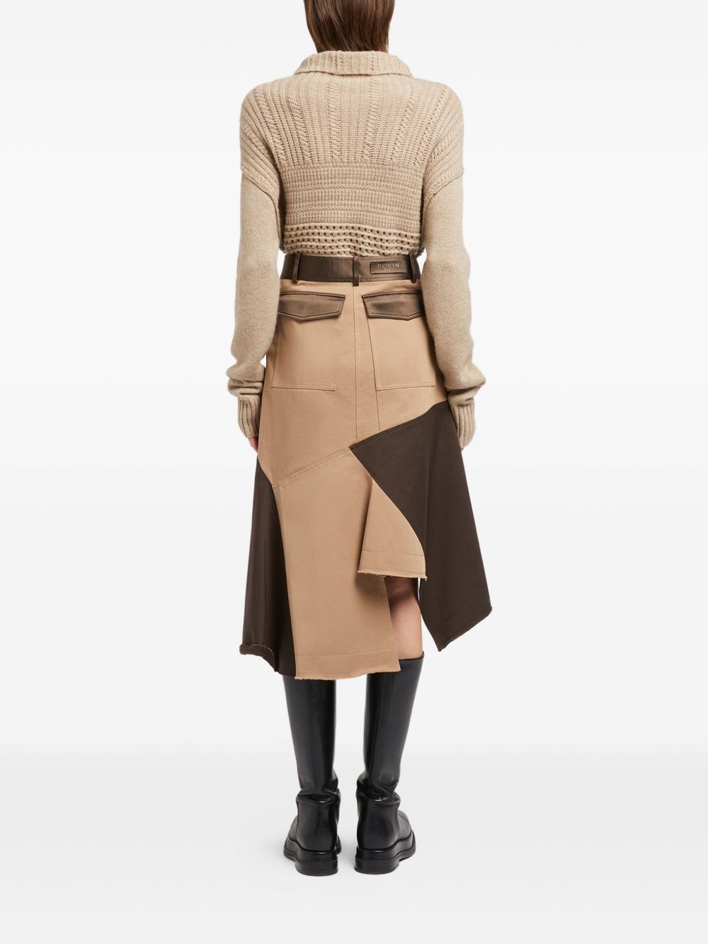 asymmetrical patchwork midi skirt - 3