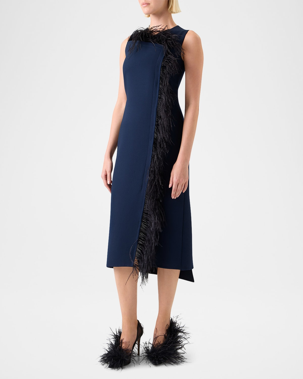Asymmetric Double-Face Wool Midi Dress - 4