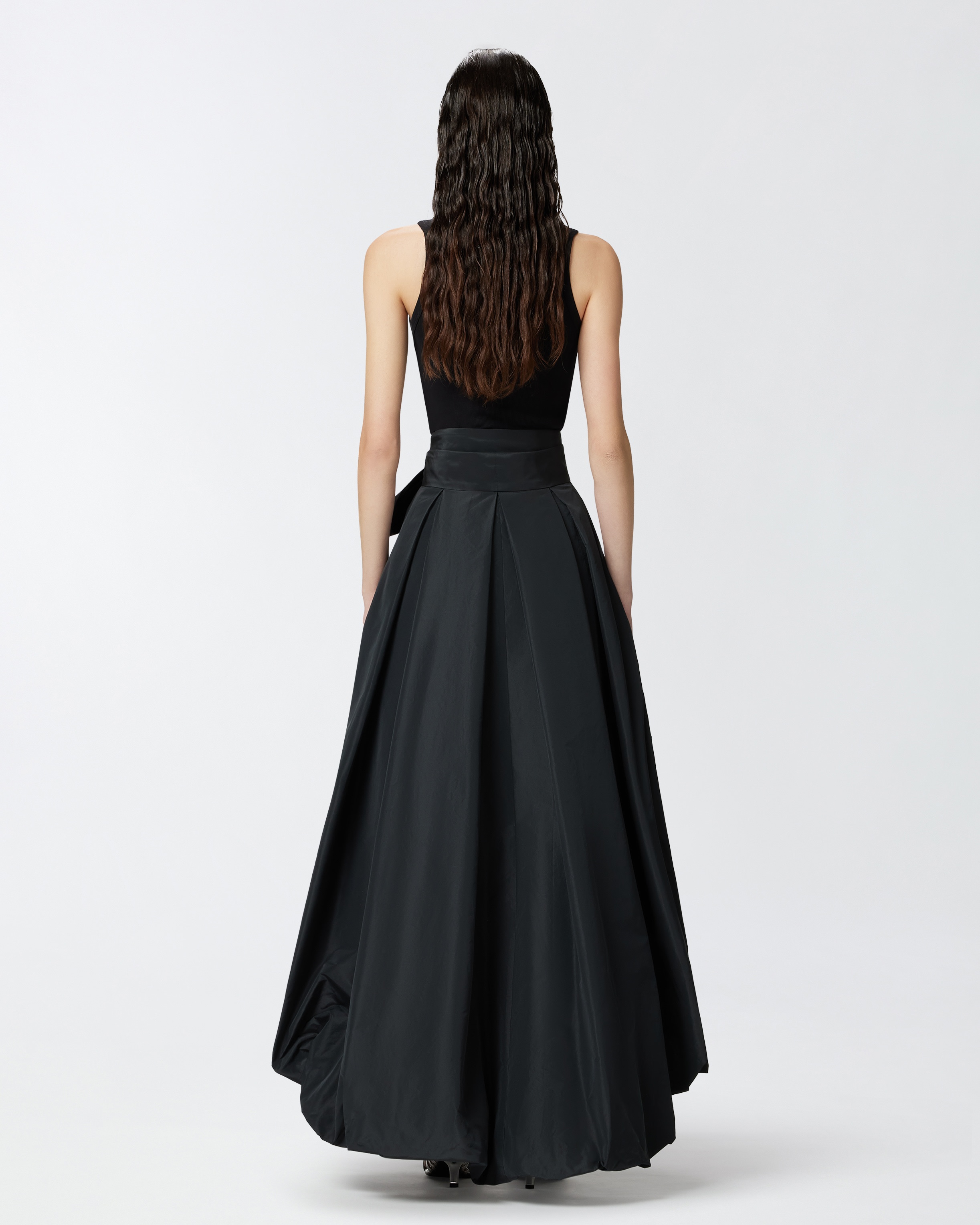 WIDE TAFFETA SKIRT WITH BOW - 4