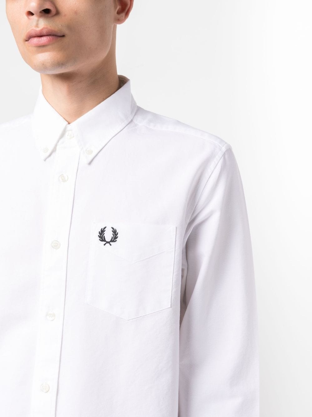 logo-embroidered cotton shirt - 5
