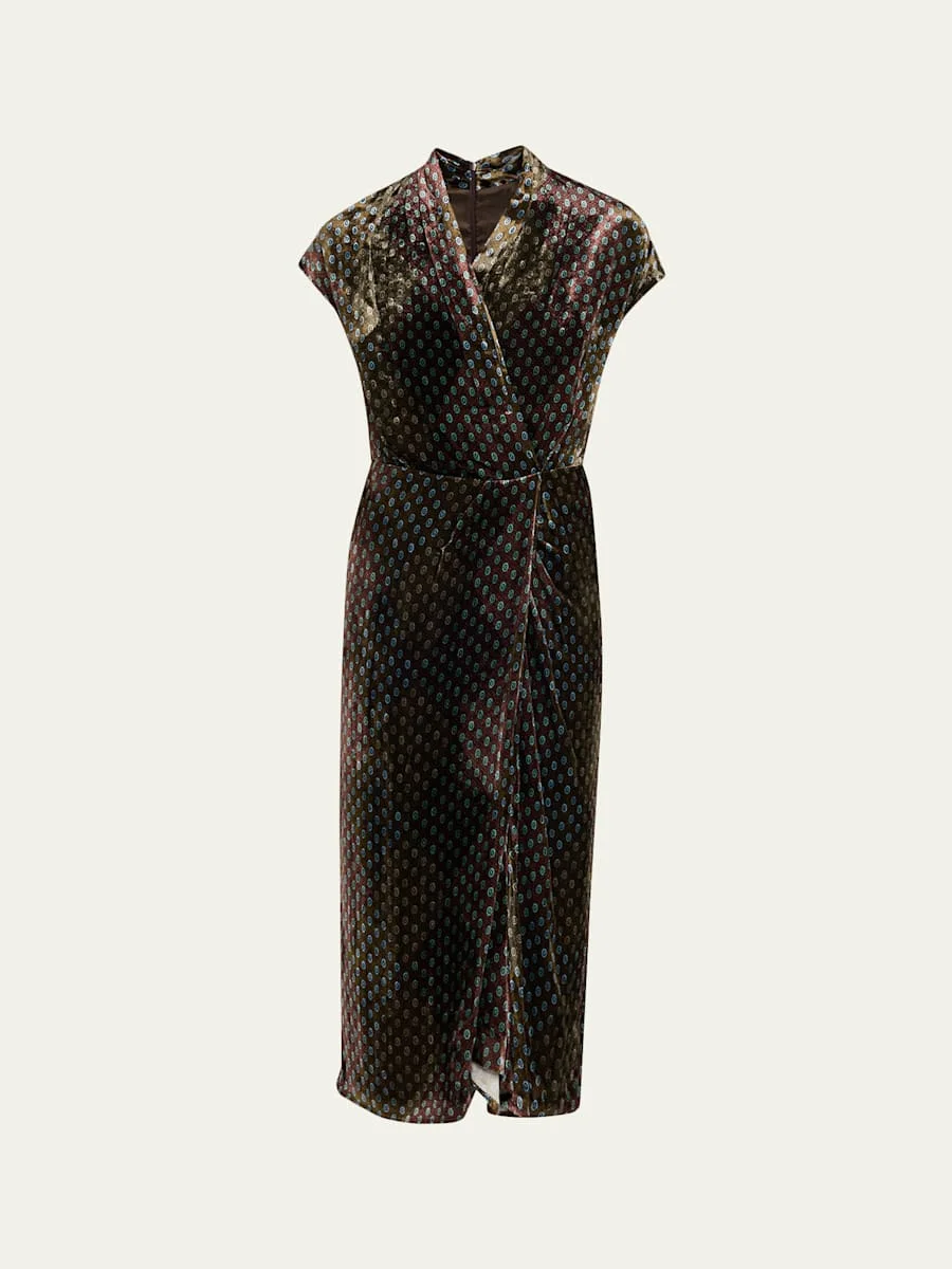 Dilian Silk Wrap Midi Dress - 1