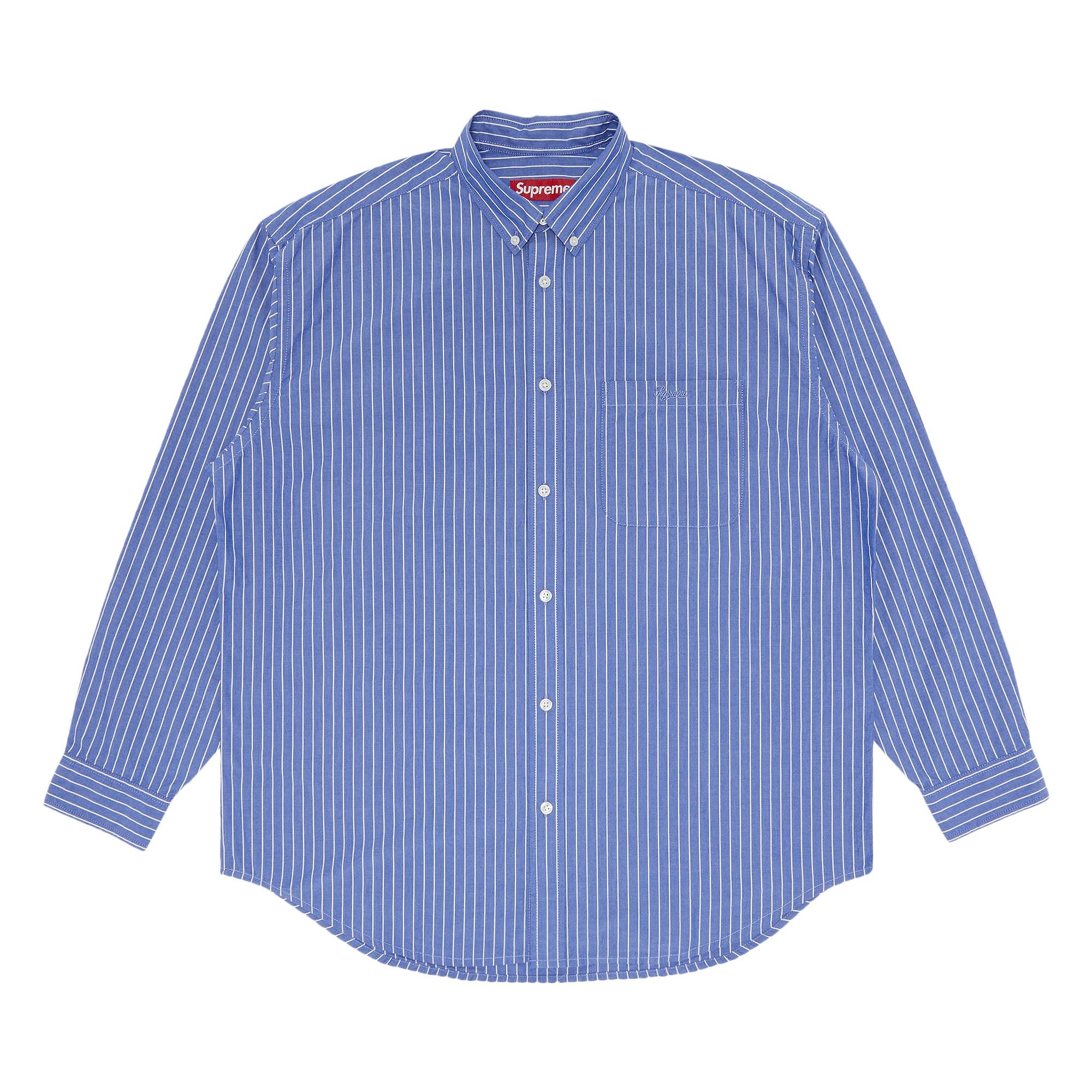 木村Supreme Loose Fit Stripe Shirt Blue XL