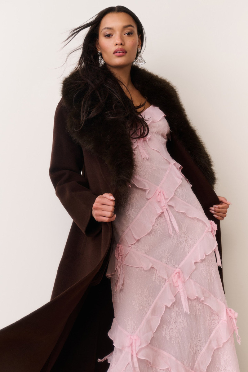Kenzia Faux Fur Collar Wool Coat 4