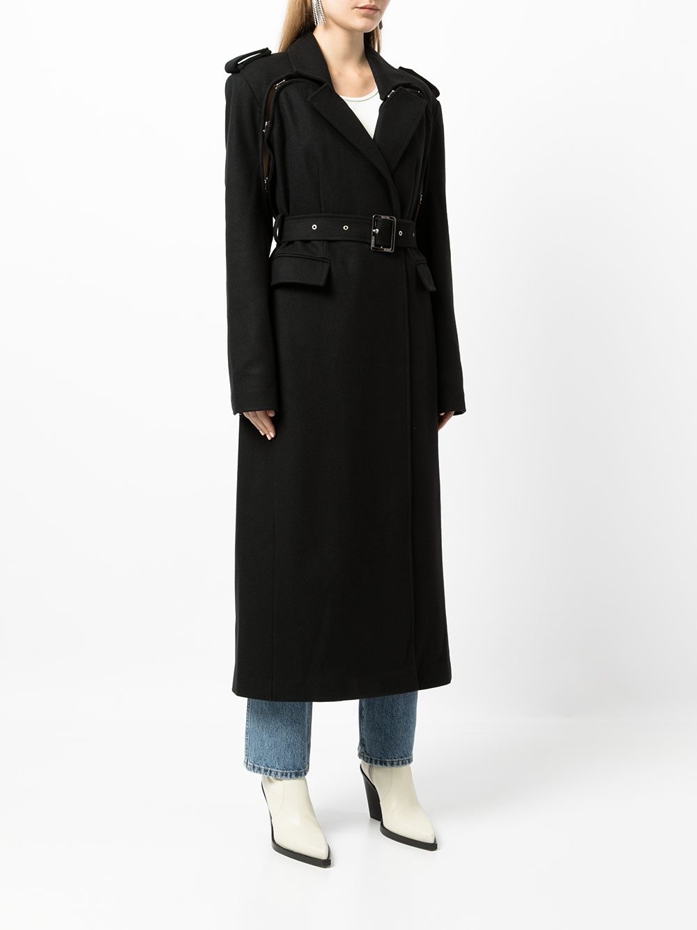 belted long trench coat - 3