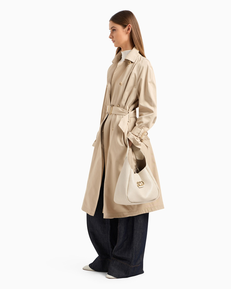 EMPORIO ARMANI Double-breasted trench coat with belt in water-repellent technical cotton outlook