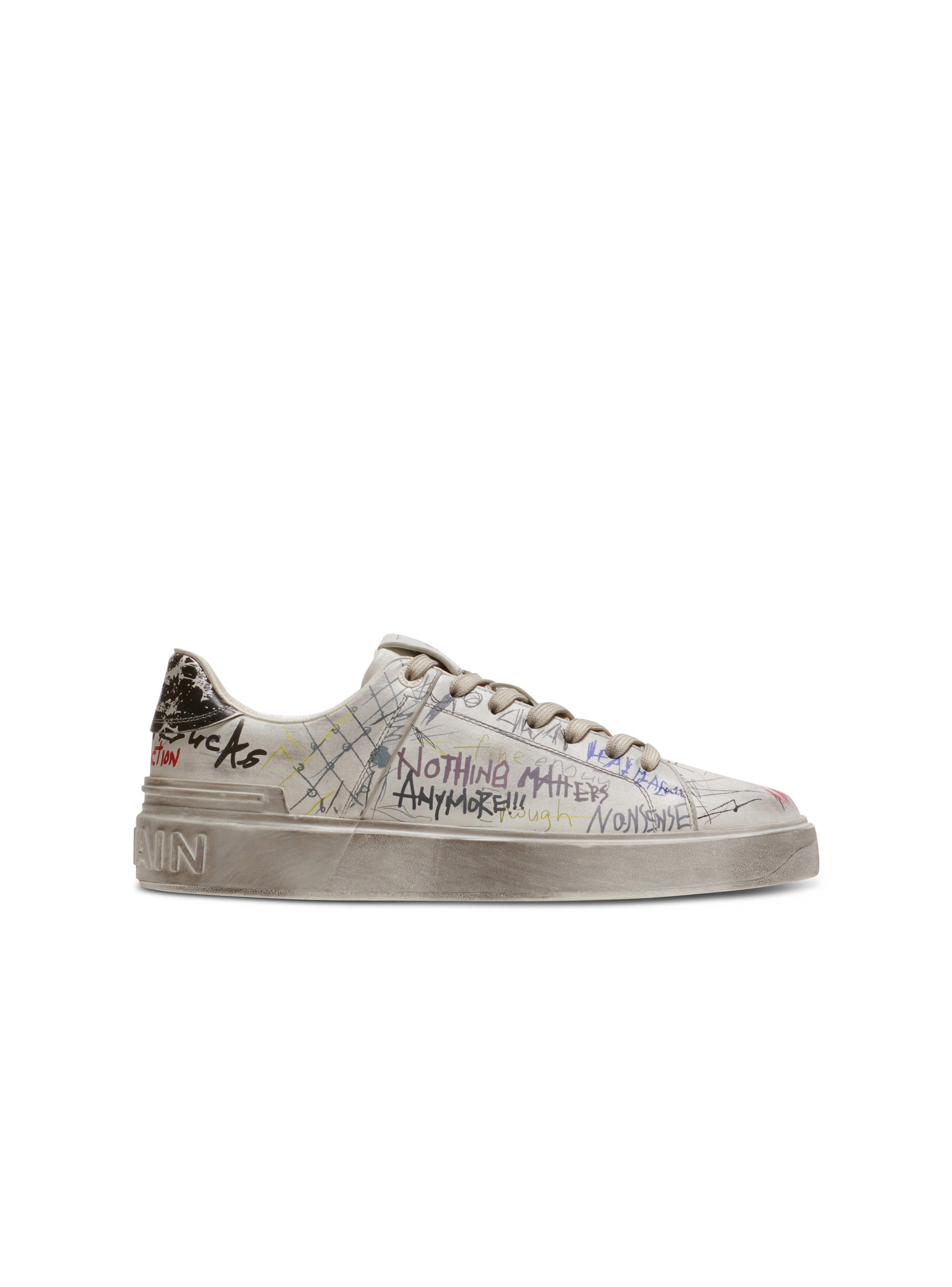 Leather graffiti print B-Court sneakers - 1