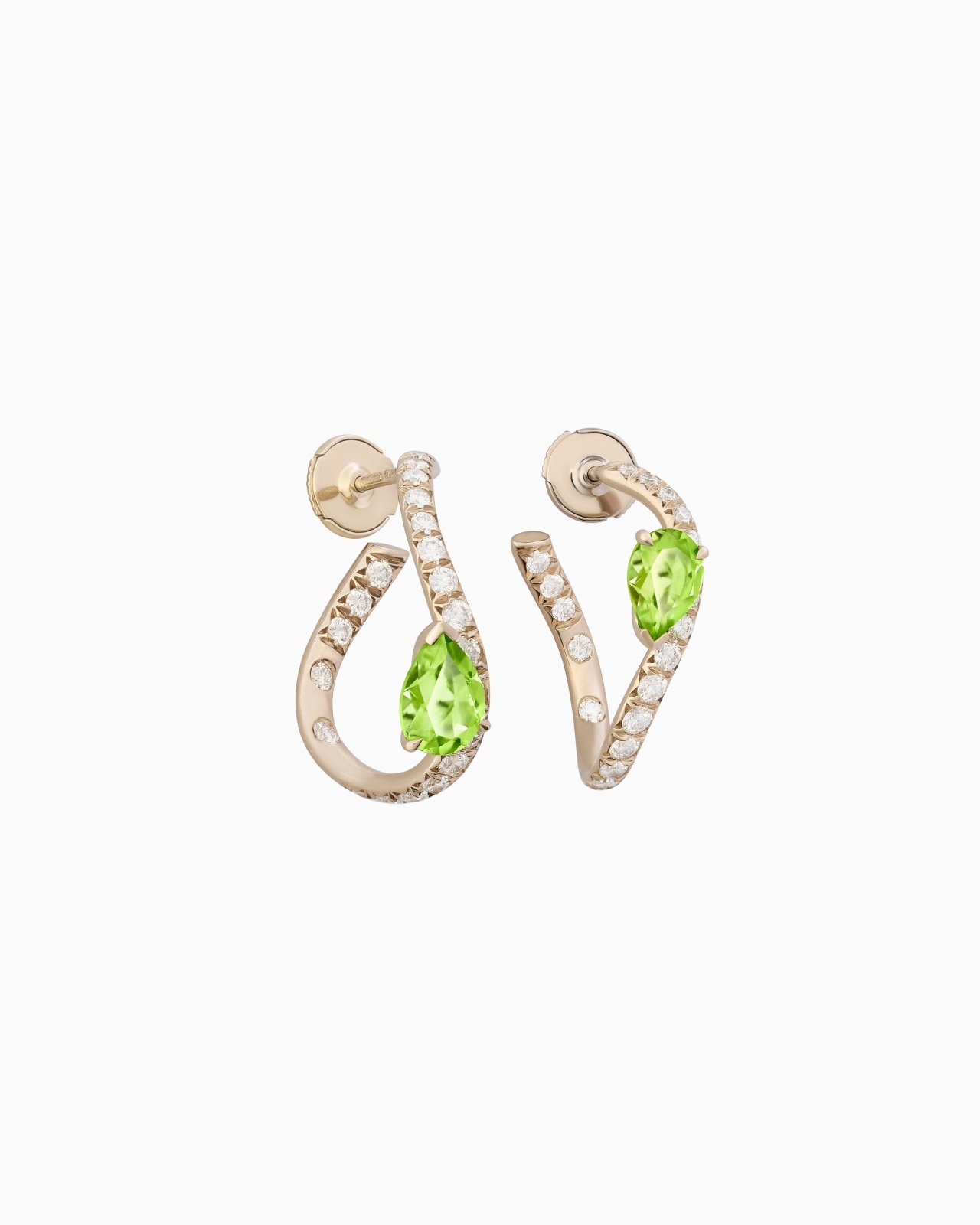BLANCHE 18K GOLD EARRINGS WITH DIAMONDS AND PERIDOT - 1