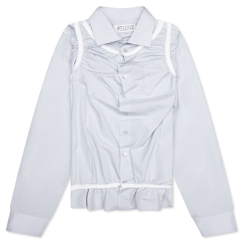 WHITE ACCENTS - LIGHT BLUE를 사용한 LOOSE FIT 단추 SHIRT 1