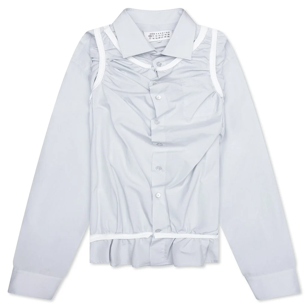WHITE ACCENTS - LIGHT BLUE를 사용한 LOOSE FIT 단추 SHIRT - 1
