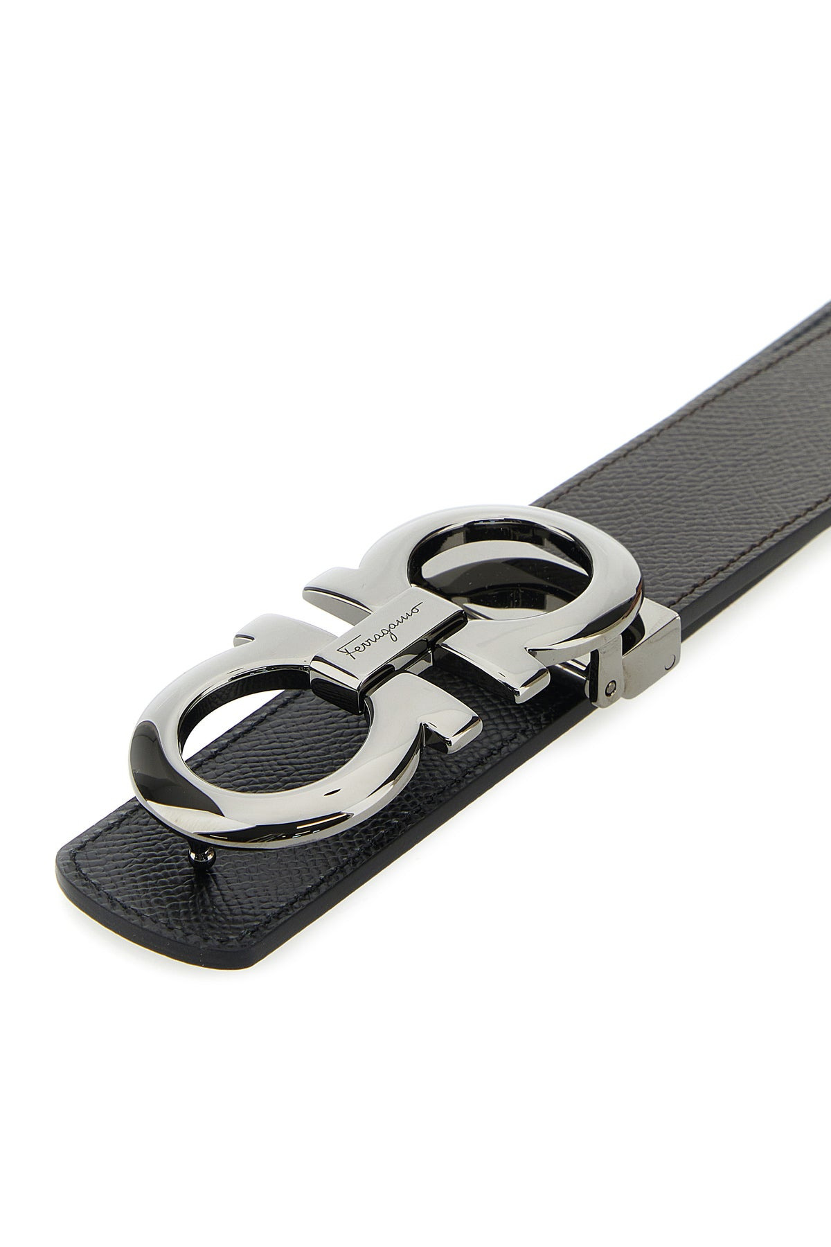 Dark brown leather reversible belt - 4