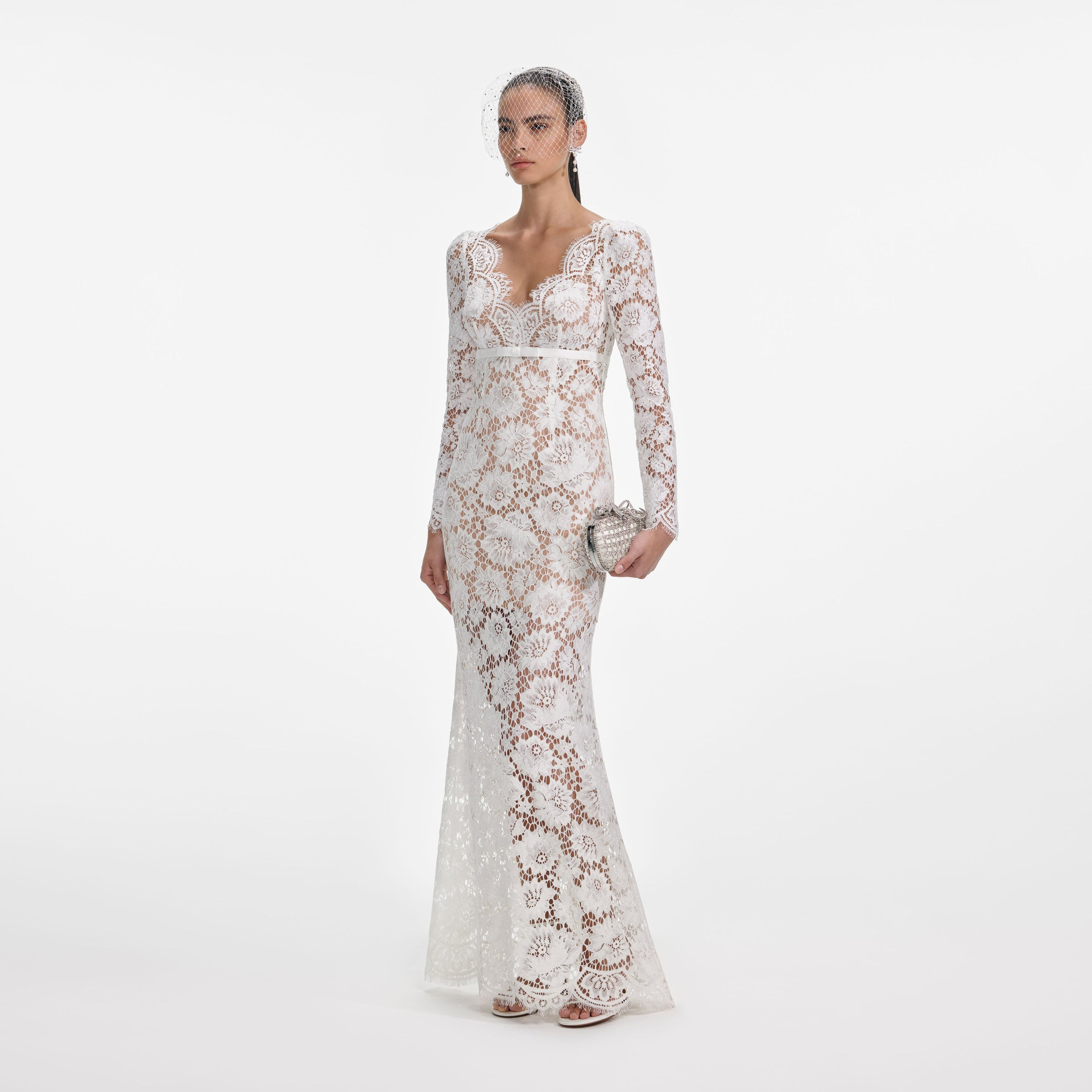 White Floral Lace Maxi Dress - 2