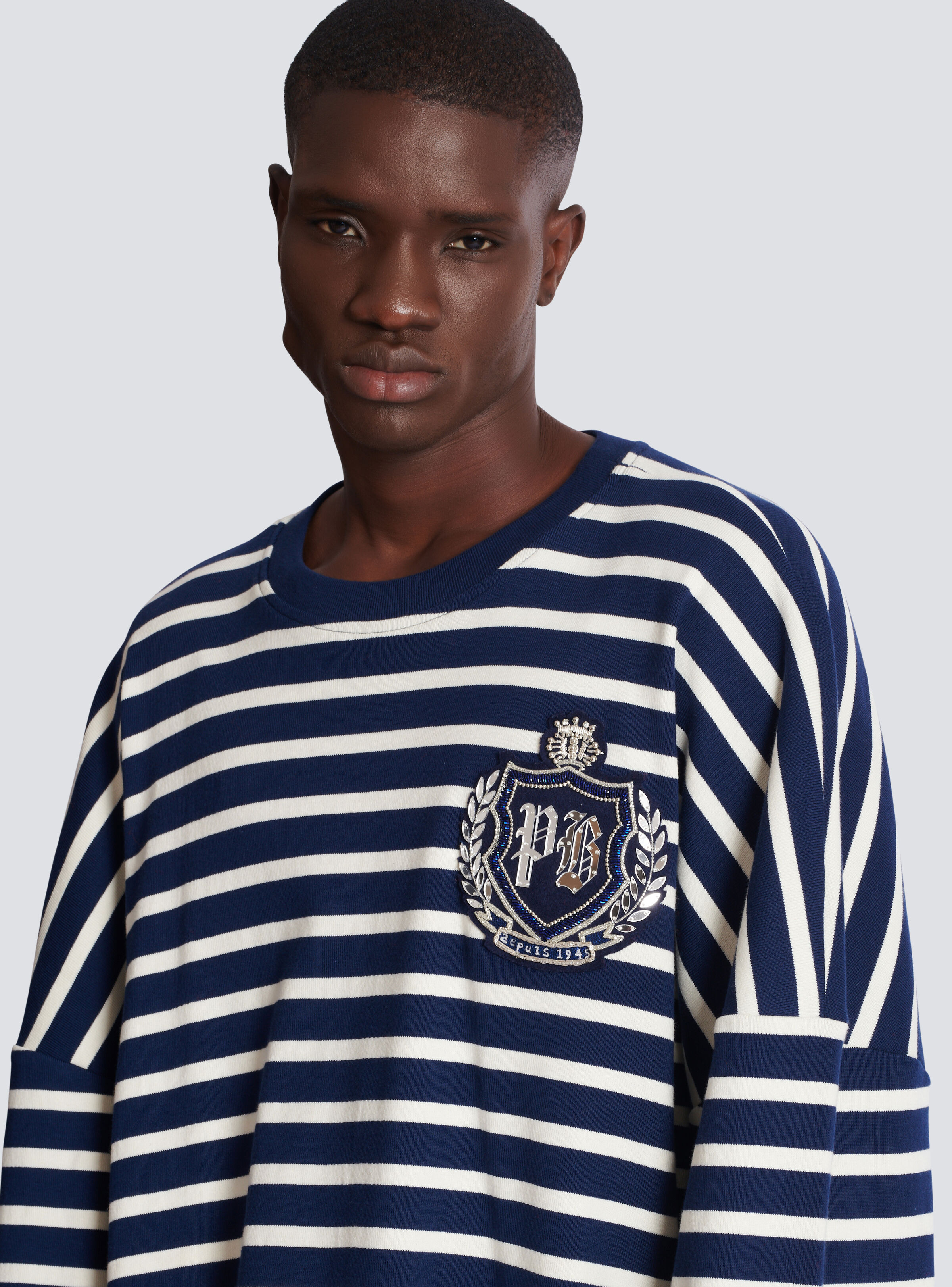 Cotton College Emblem sweatshirt with Breton stripes - 7