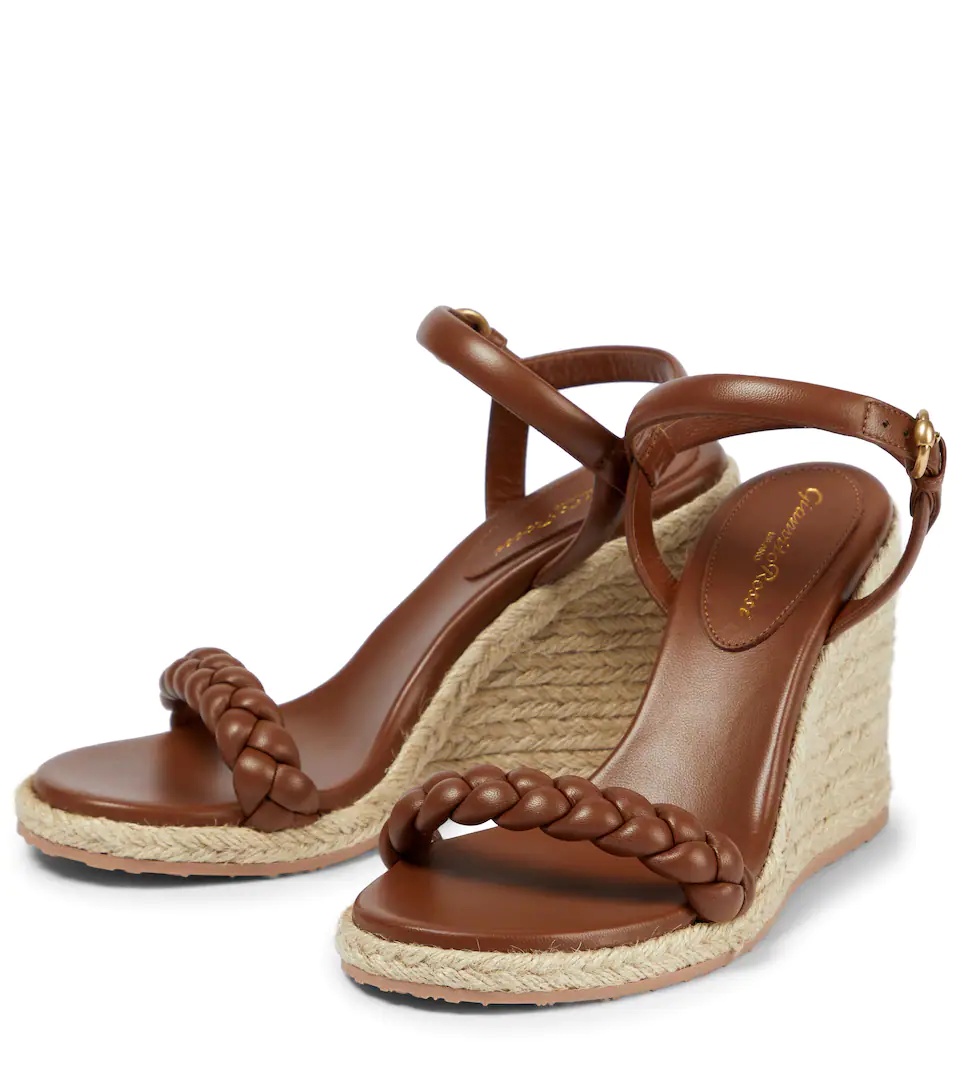 Leather espadrille wedges - 5