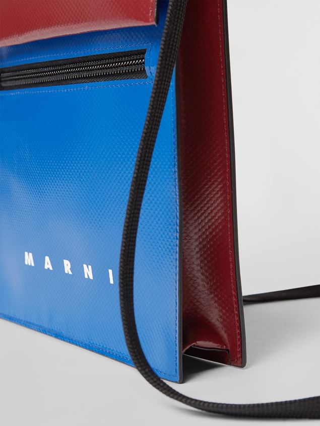 BI-COLOURED BLUE AND BORDEAUX PVC TRIBECA BAG - 5