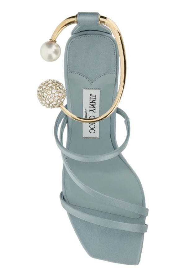 Powder blue satin Ottilia sandals - 4