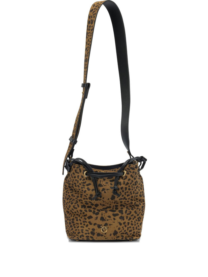 Leopard print drawstring shoulder bag 1
