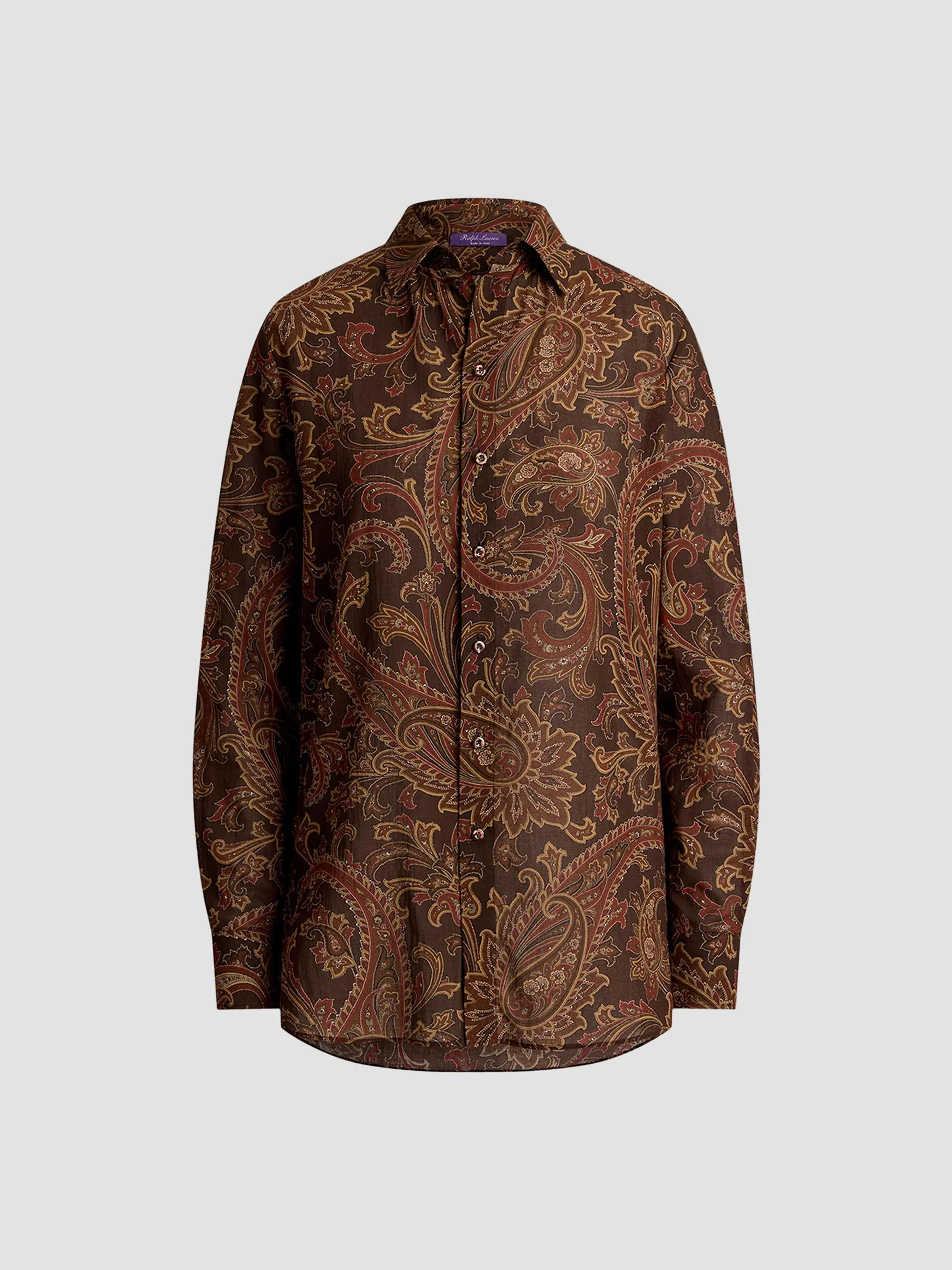 Women's Trayna Paisley Cotton Shirt - Brown - 1