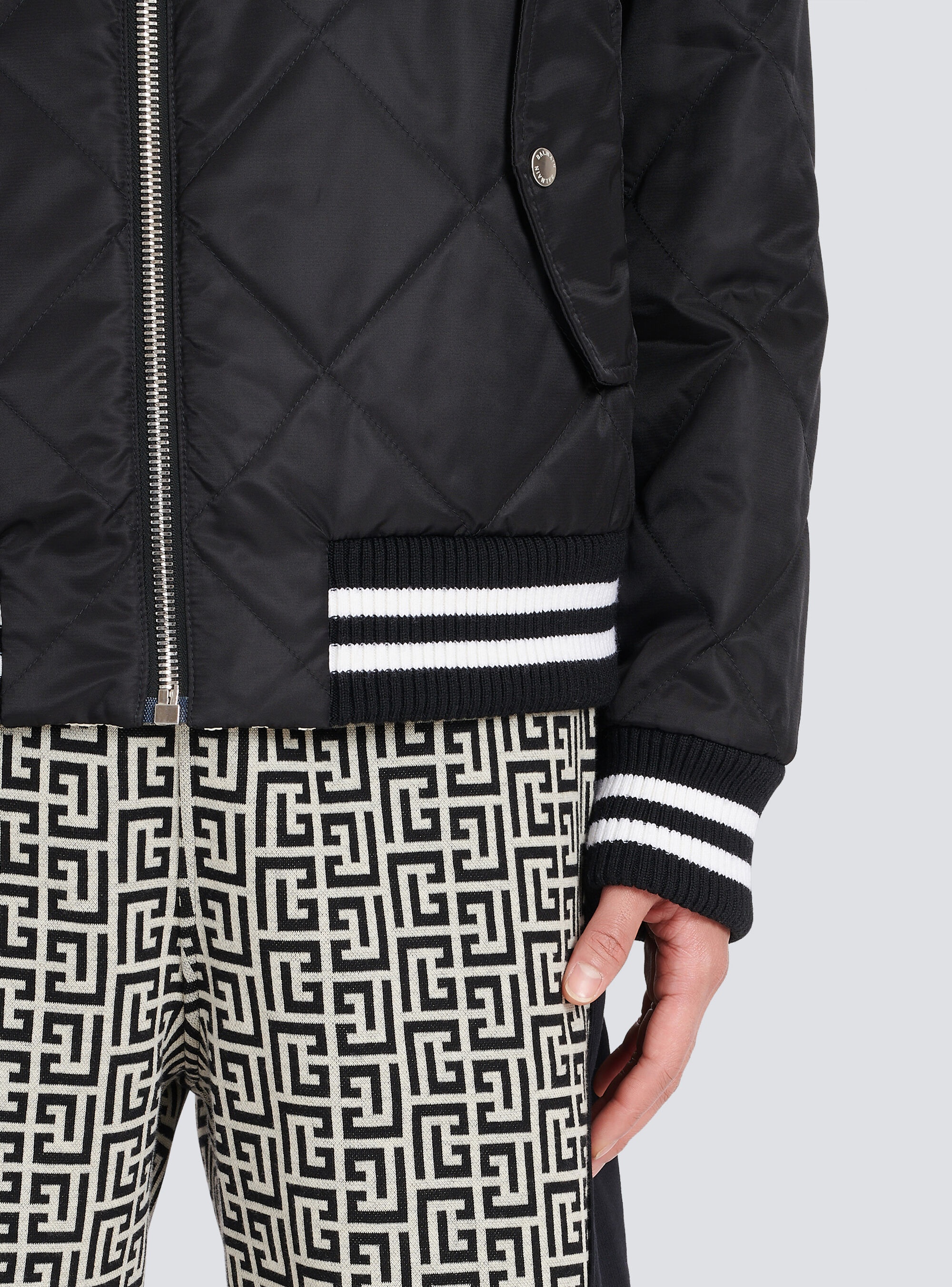 Reversible nylon bomber jacket with maxi monogram - 7