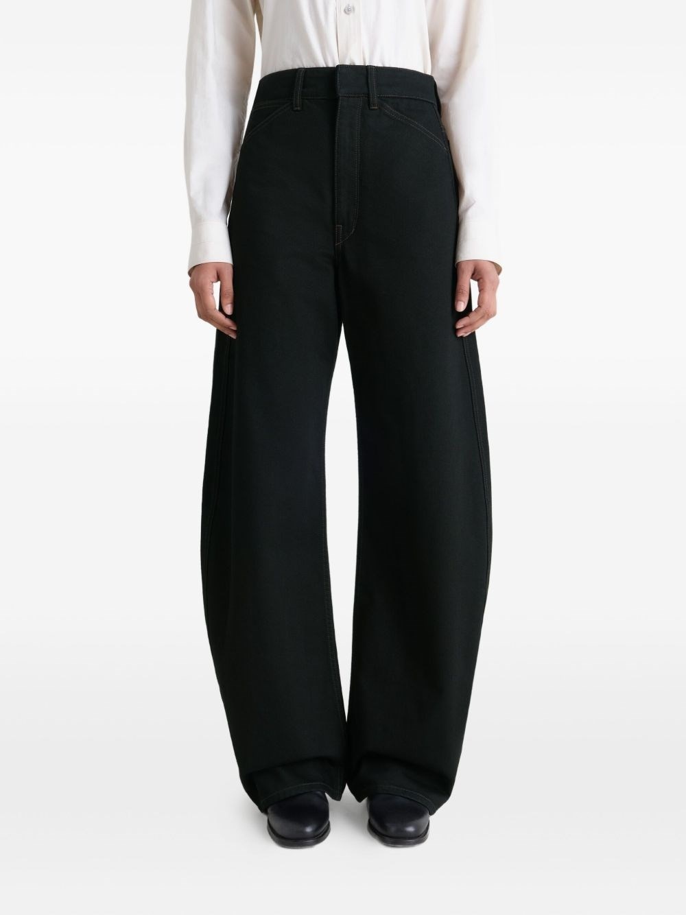 Cotton high-waisted trousers - 3