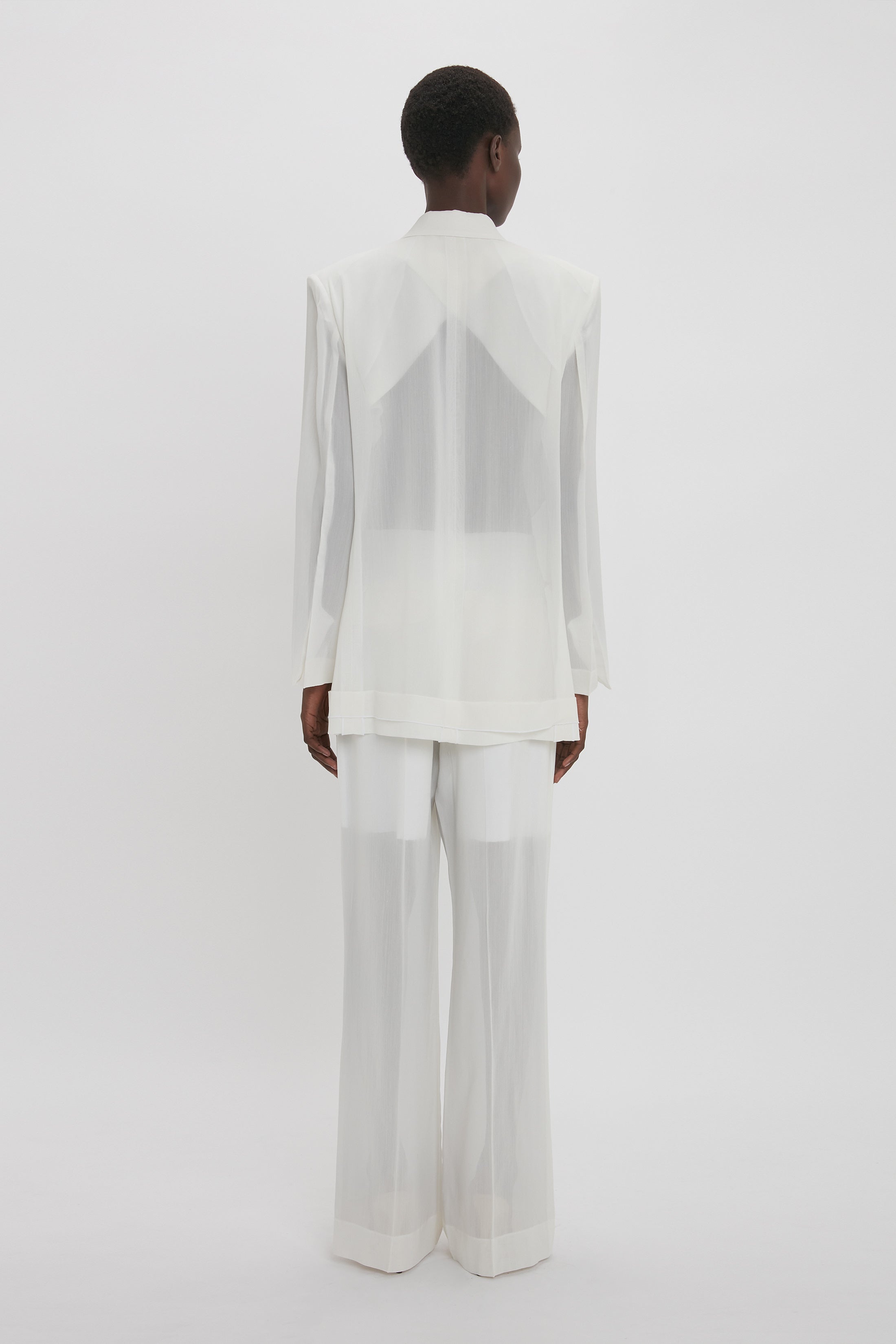 Fold Detail Tailored Jacket In White - 3