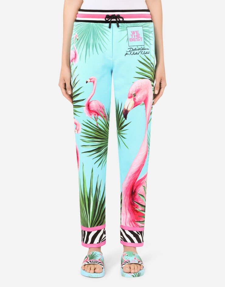 Jersey jogging pants with flamingo print - 6