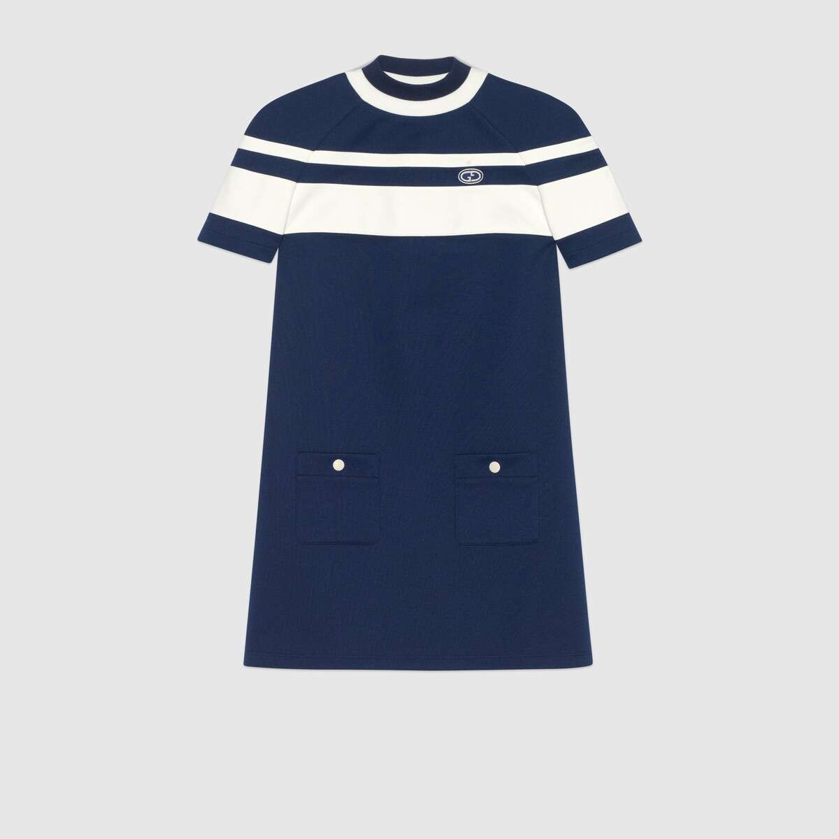 Striped jersey piquet short dress - 1