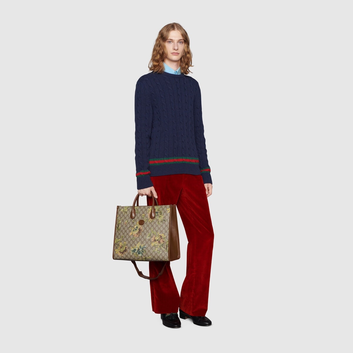 Medium tote with carnation print - 5