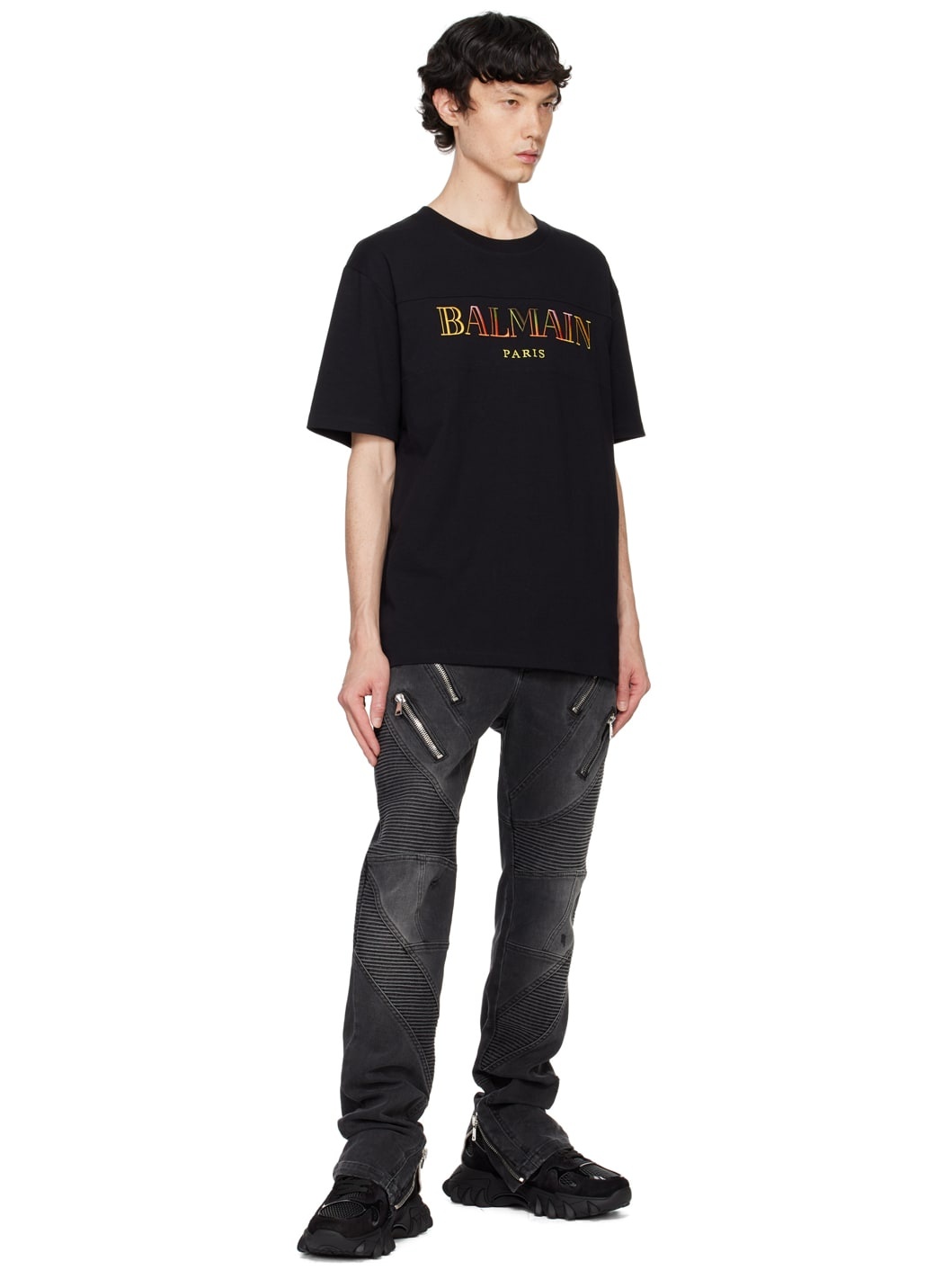 Black Vintage 'Balmain' Embroidered T-shirt - 4