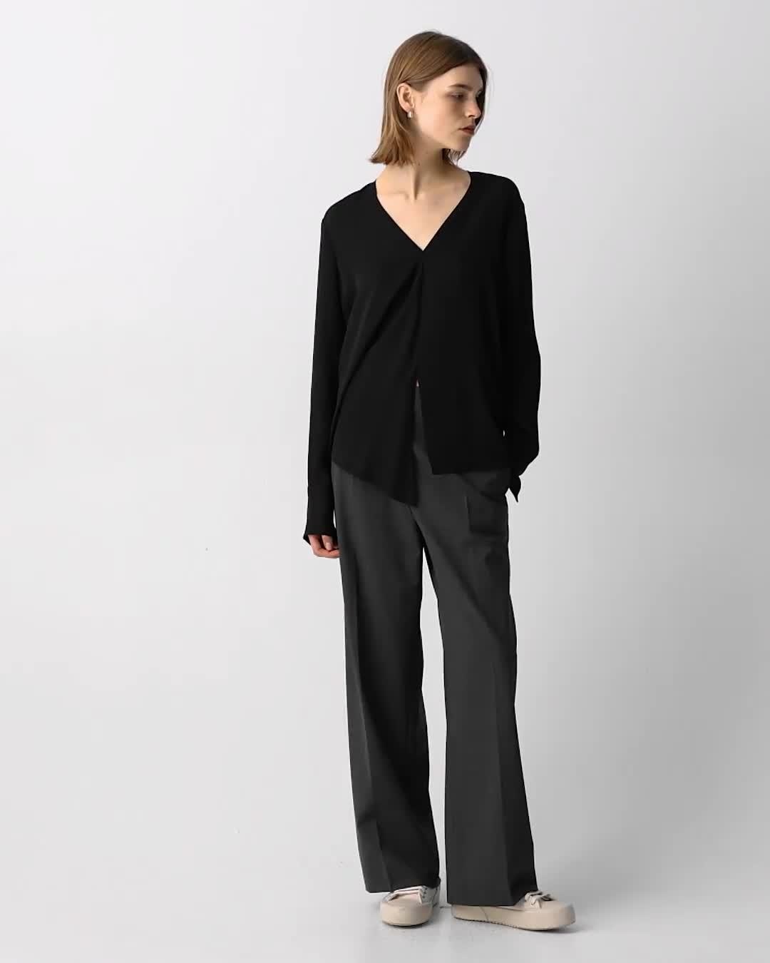 Relaxed V-Neck Blouse in Silk Georgette - 7