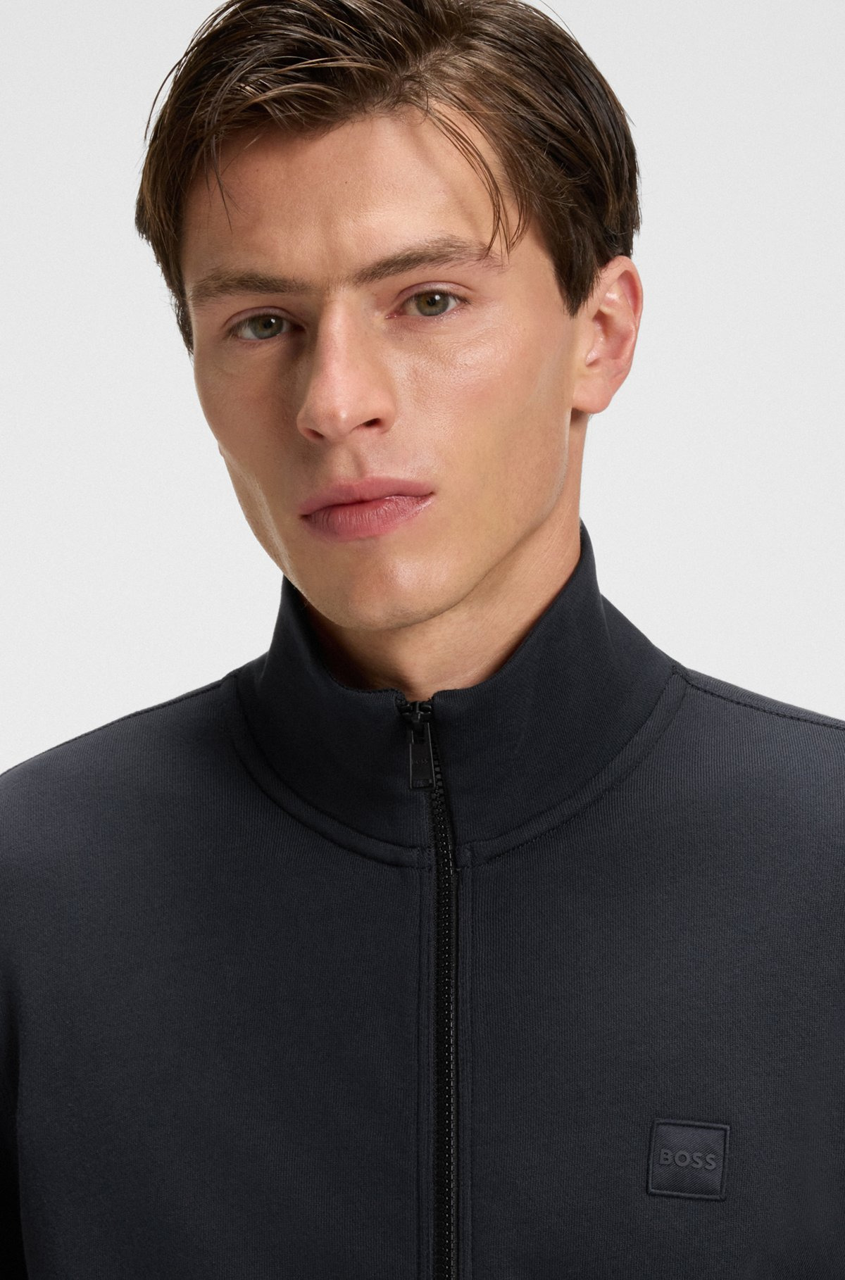 ZIP-UP JACKET IN COTTON TERRY WITH LOGO BADGE - 5