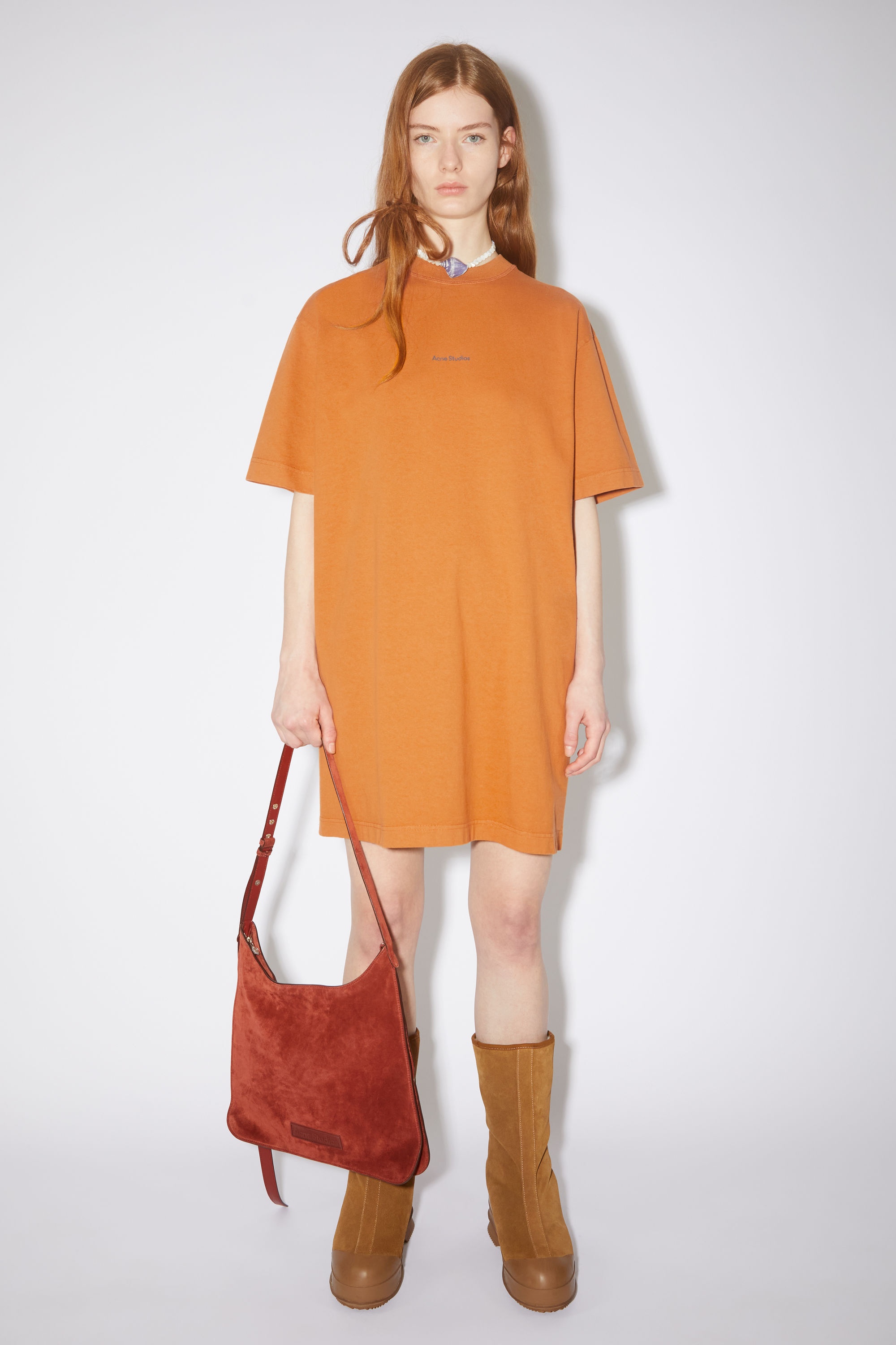 Logo t-shirt dress - Burnt orange - 2
