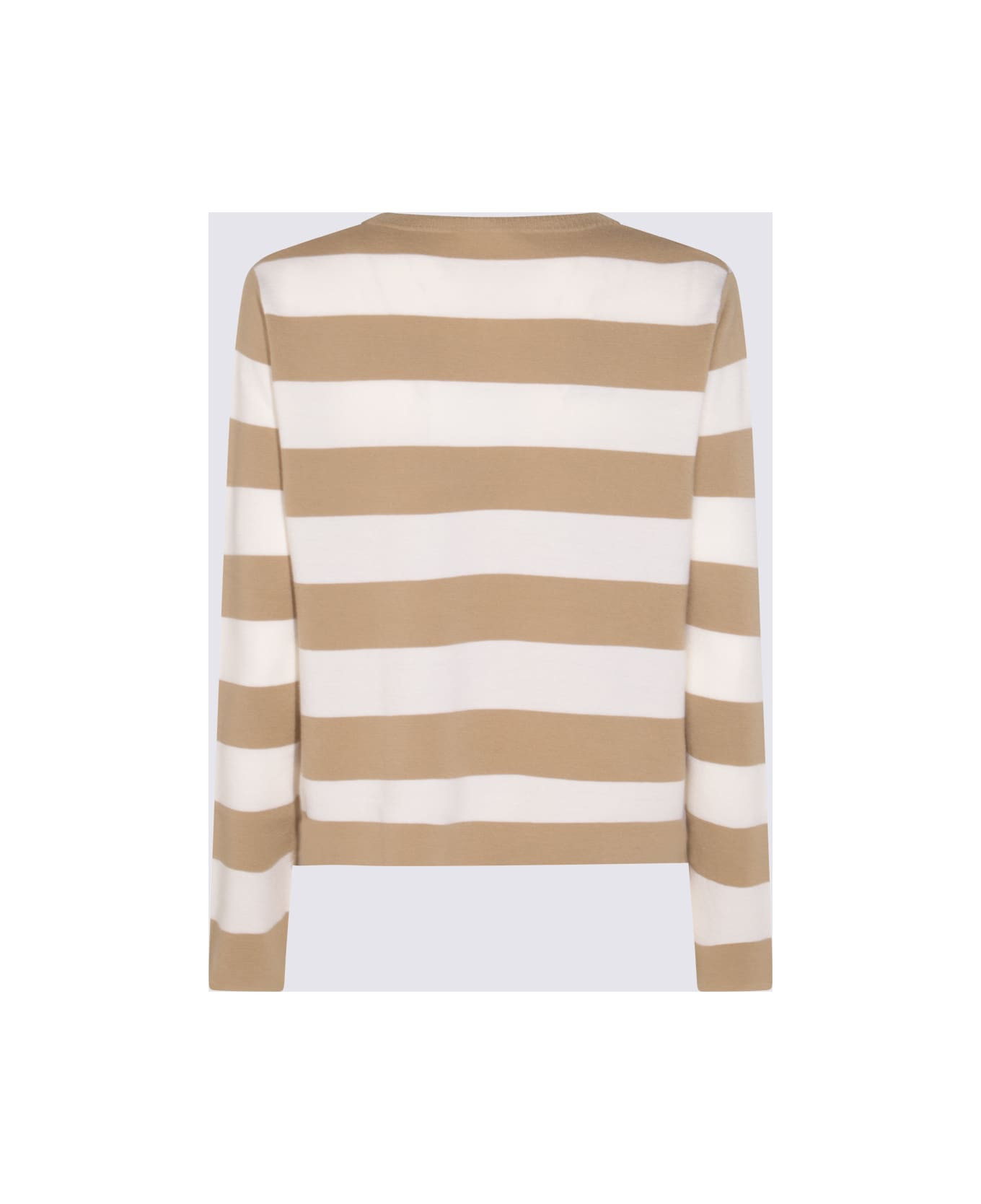 White And Beige Wool Kmitwear - 2