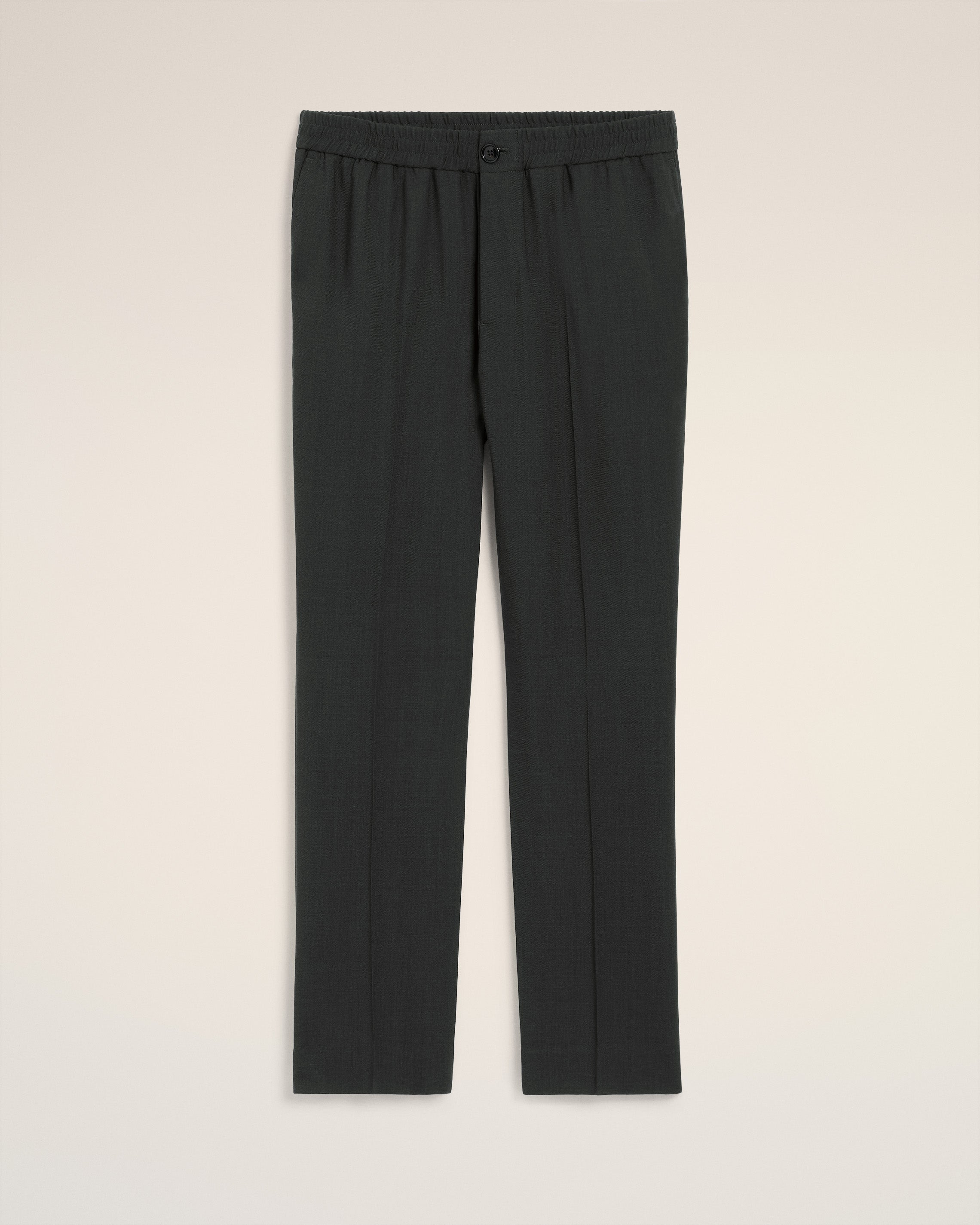 BLACK WOOL ELASTICATED WAIST TROUSERS - 10