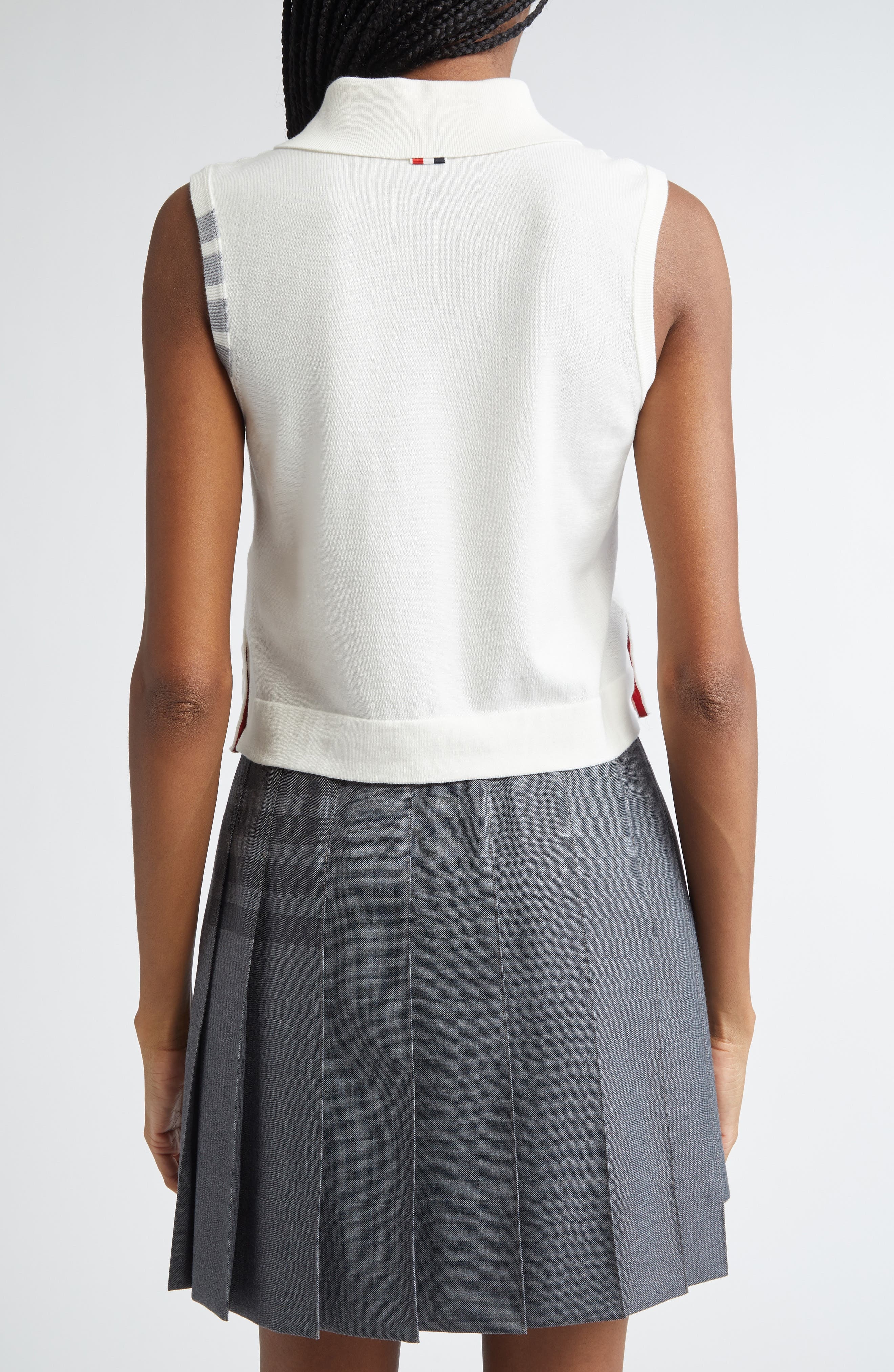 Thom Browne 4-Bar Crop Cotton Polo in White at Nordstrom - 2