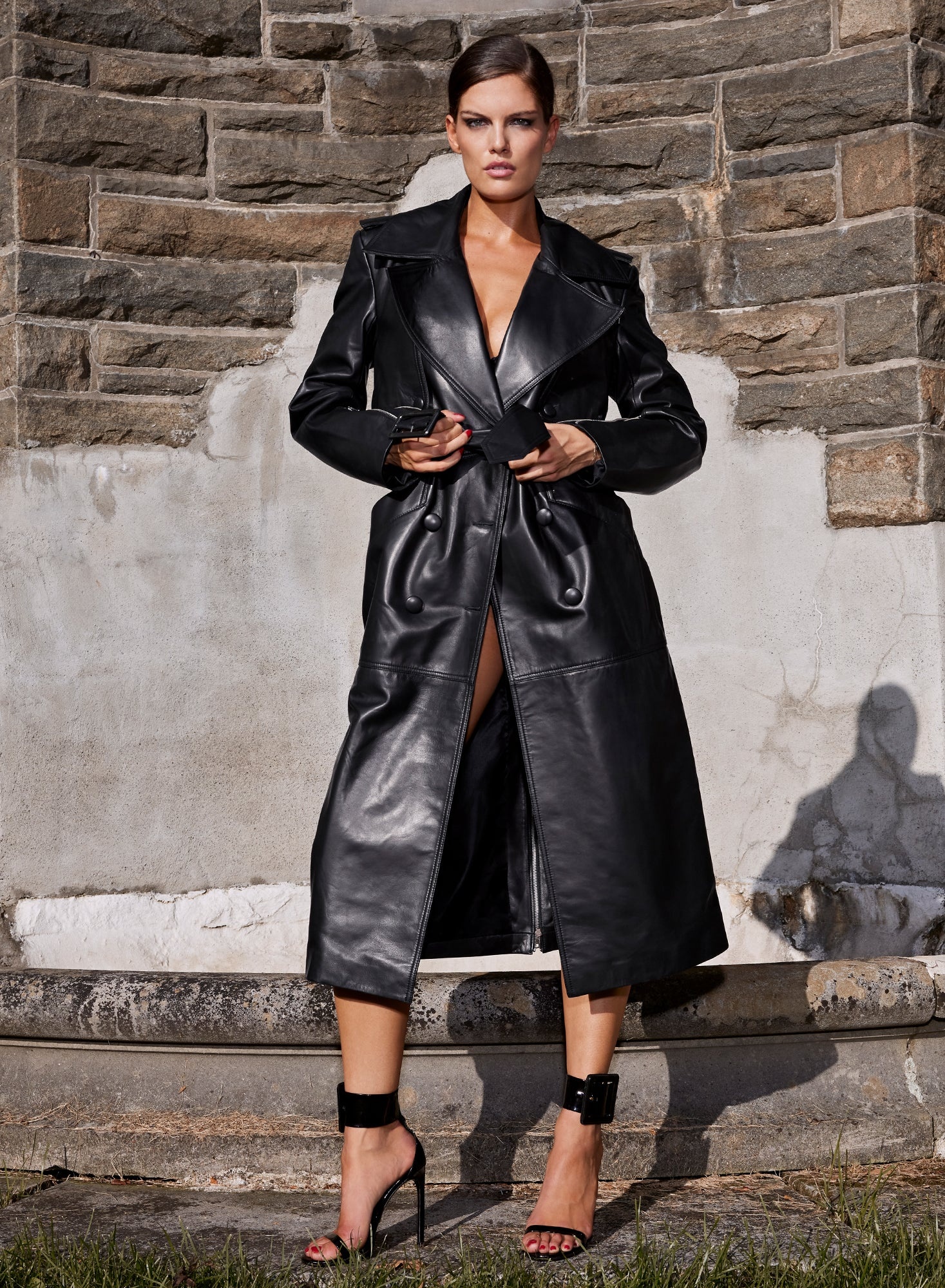 Moto Leather Trench Coat - 2