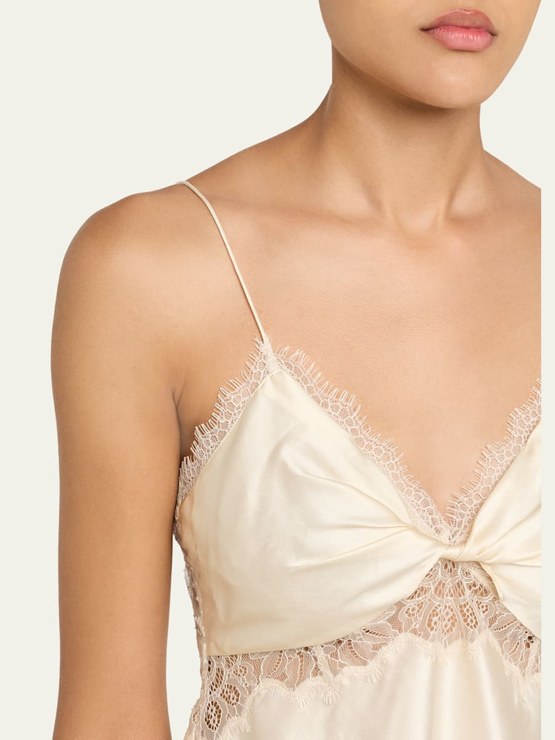 LoveShackFancy Belfast Silk-Blend Lace-Trim Top outlook