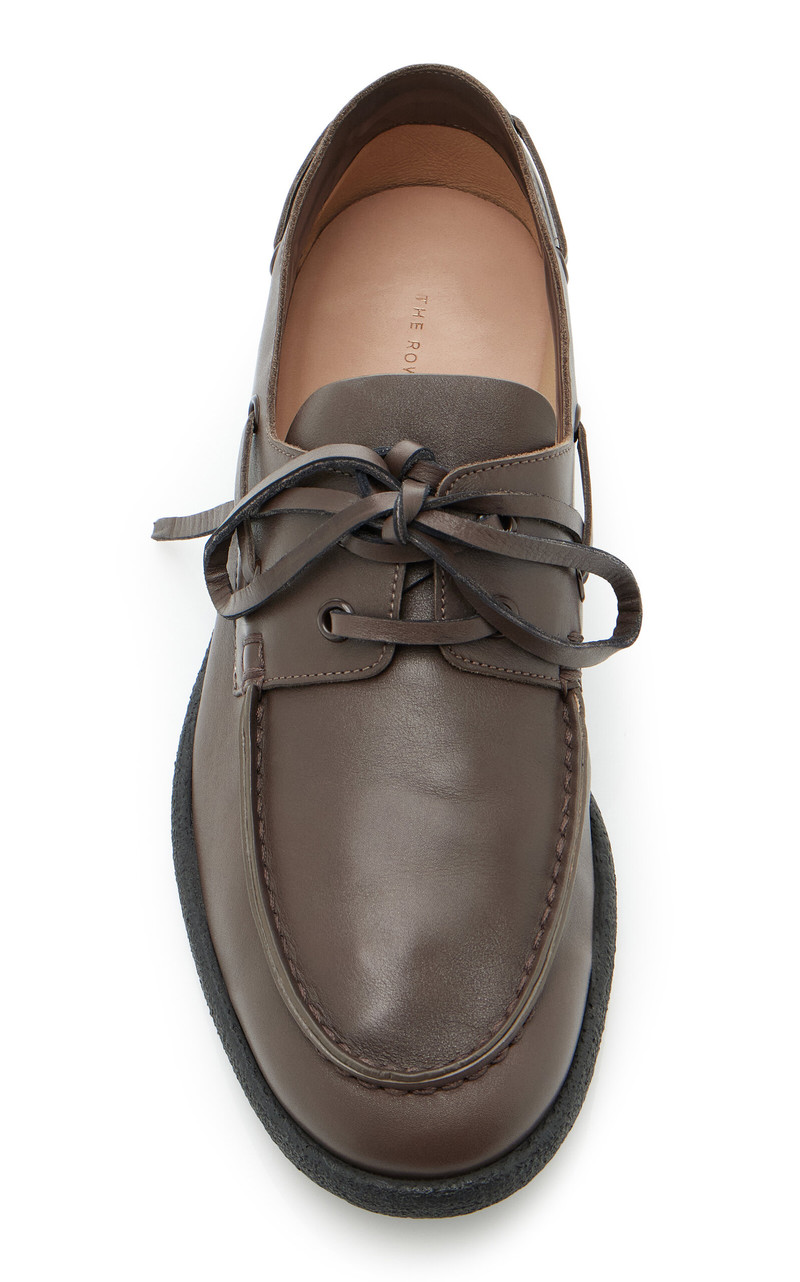 The Row Novus Leather Boat Shoes brown outlook