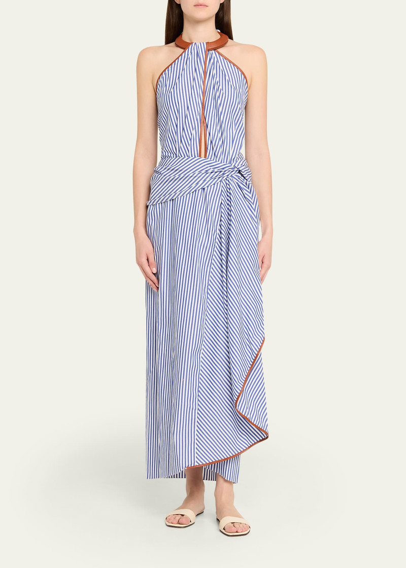 Johanna Ortiz Centro Del Cielo Striped Halter Ankle Dress outlook
